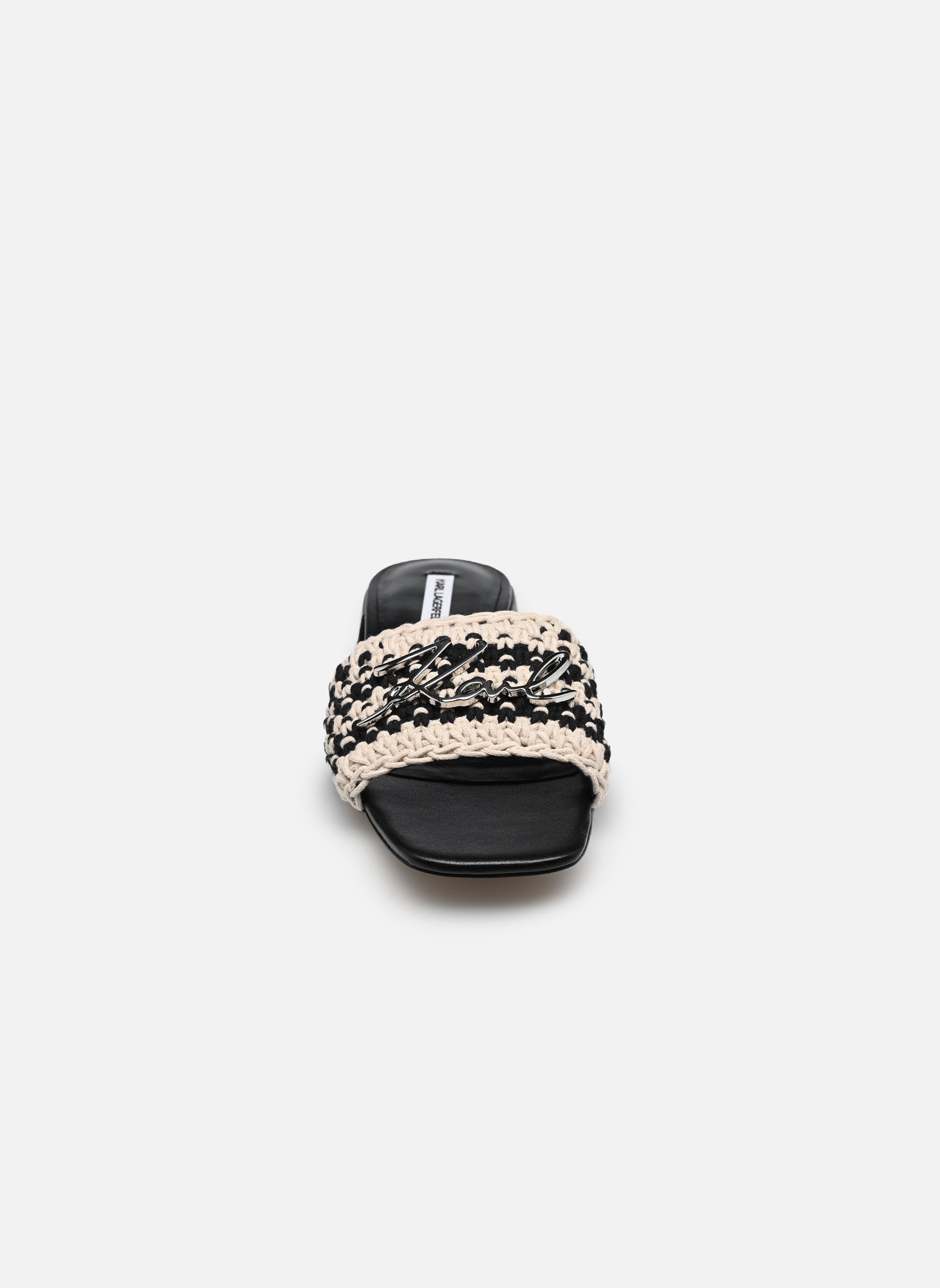 Platte sandalen PETALO II Crochet Signia Slide dames beige Karl Lagerfeld Platte sandalen PETALO II Crochet Signia Slide dames beige Black Knit Text w/Off White