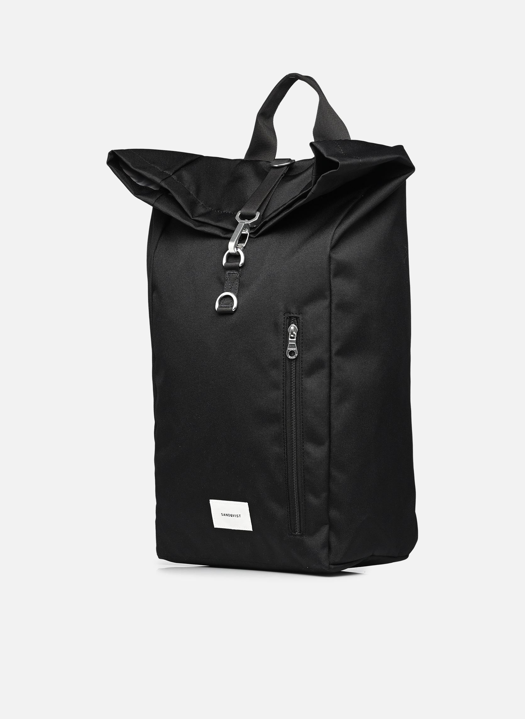 Rugtassen Ground Rolltop Backpack L zwart SANDQVIST Rugtassen Ground Rolltop Backpack L zwart Black with black webbing
