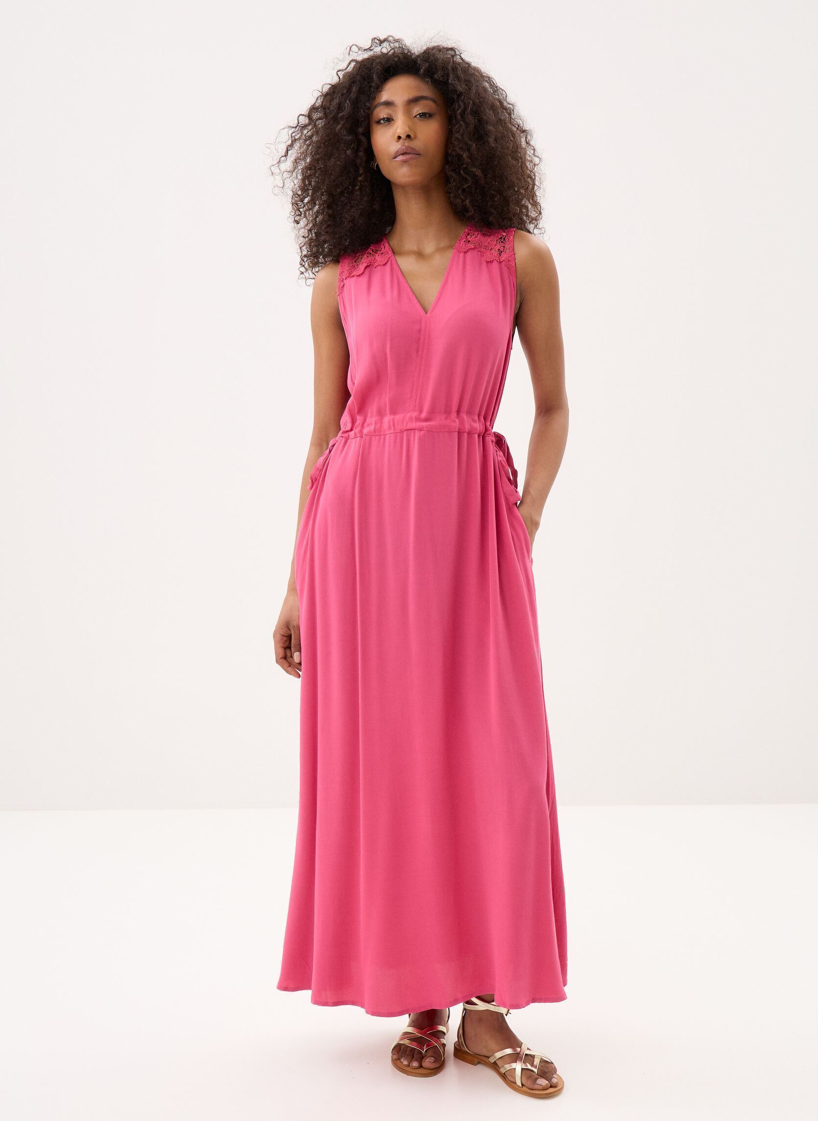 Lange Kleider Cazey damen rosa Suncoo Lange Kleider Cazey damen rosa Bois de rose