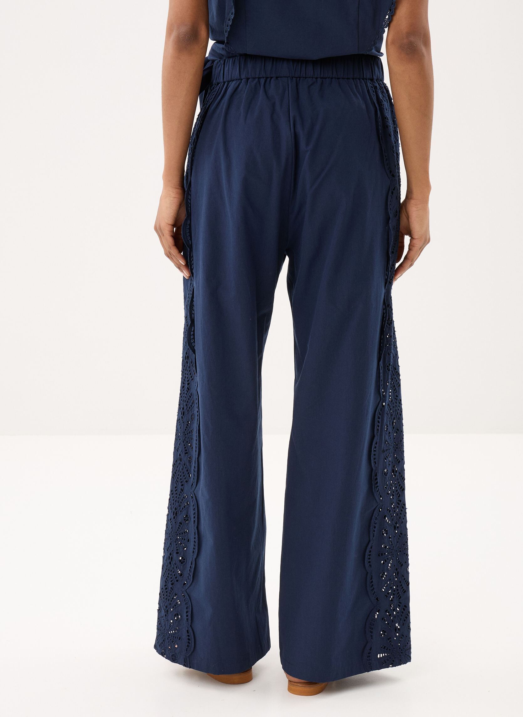 Wijde broeken Jules dames blauw Suncoo Wijde broeken Jules dames blauw Bleu nuit