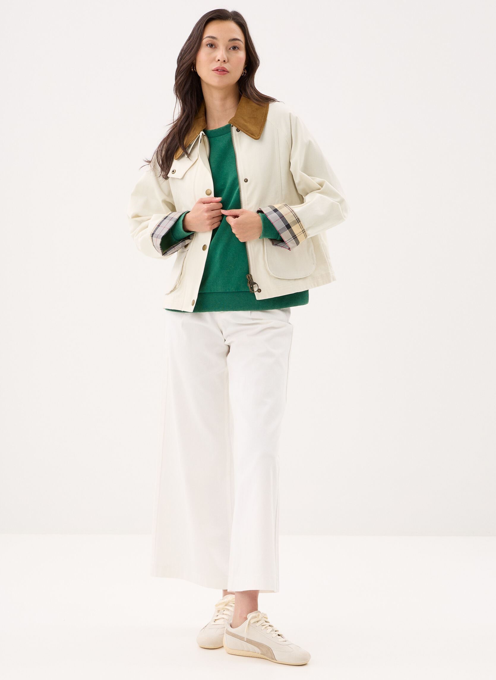 Winterjas Cropped Beadnell Casual Jacket dames wit Barbour Winterjas Cropped Beadnell Casual Jacket dames wit LIGHT PEARL/DRESS/BEIGE