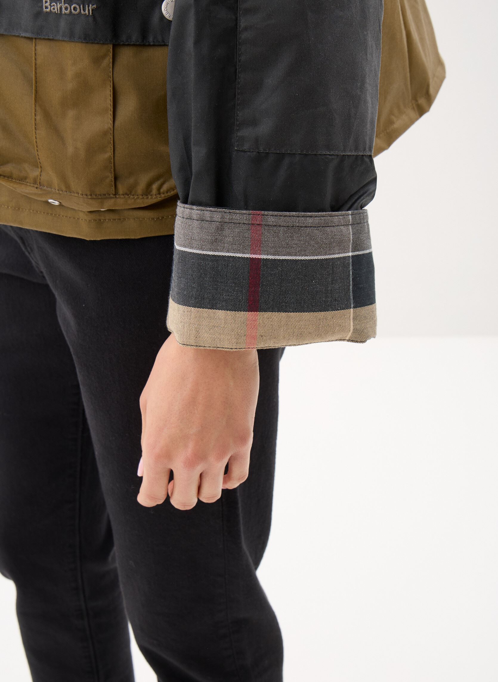Winterjas Liza Wax Jacket dames zwart Barbour Winterjas Liza Wax Jacket dames zwart BLACK/GREY/SAND/DRESS
