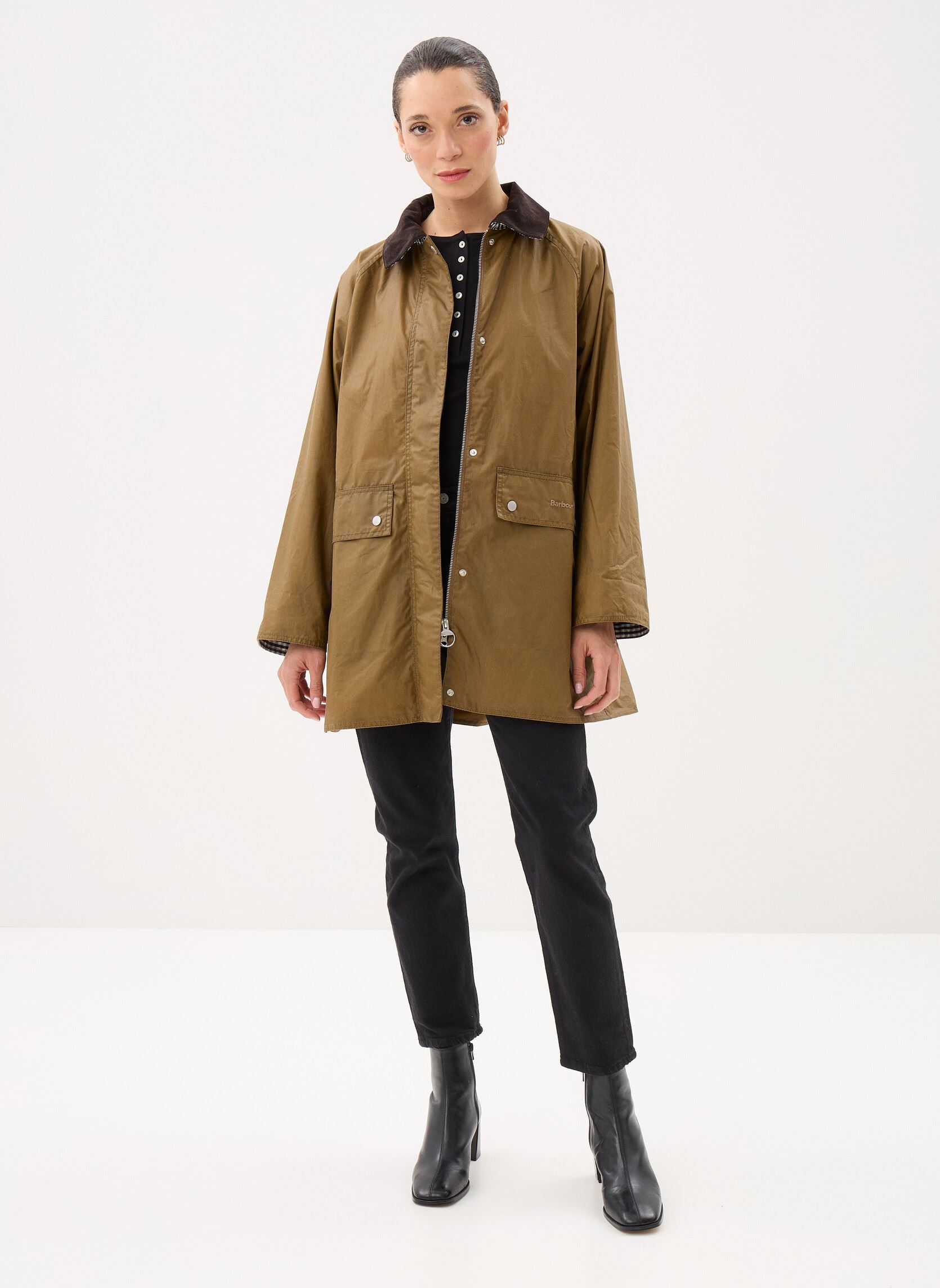 Parkas Wren Wax Jacket femme vert Barbour Parkas Wren Wax Jacket femme vert SAND/NAVY GINGHAM CHECK