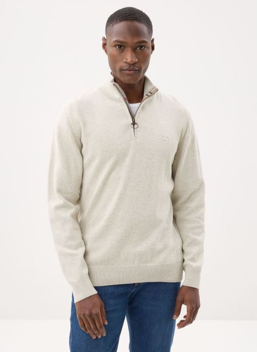 Barbour Truien Cotton Half Zip Knitted Jumper heren wit