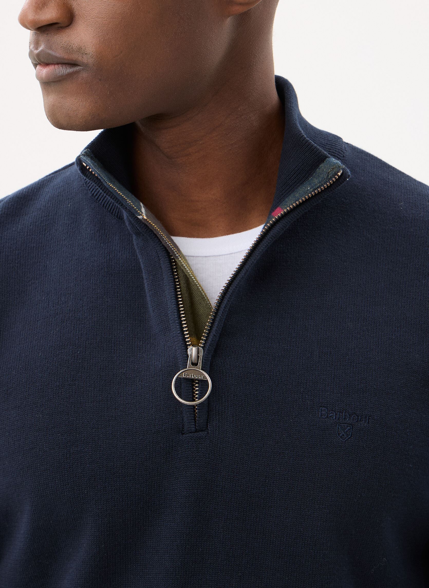 Truien Cotton Half Zip Knitted Jumper heren blauw Barbour Truien Cotton Half Zip Knitted Jumper heren blauw NAVY
