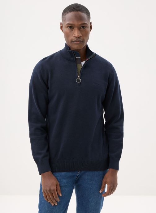 Barbour Pulls Cotton Half Zip Knitted Jumper homme bleu