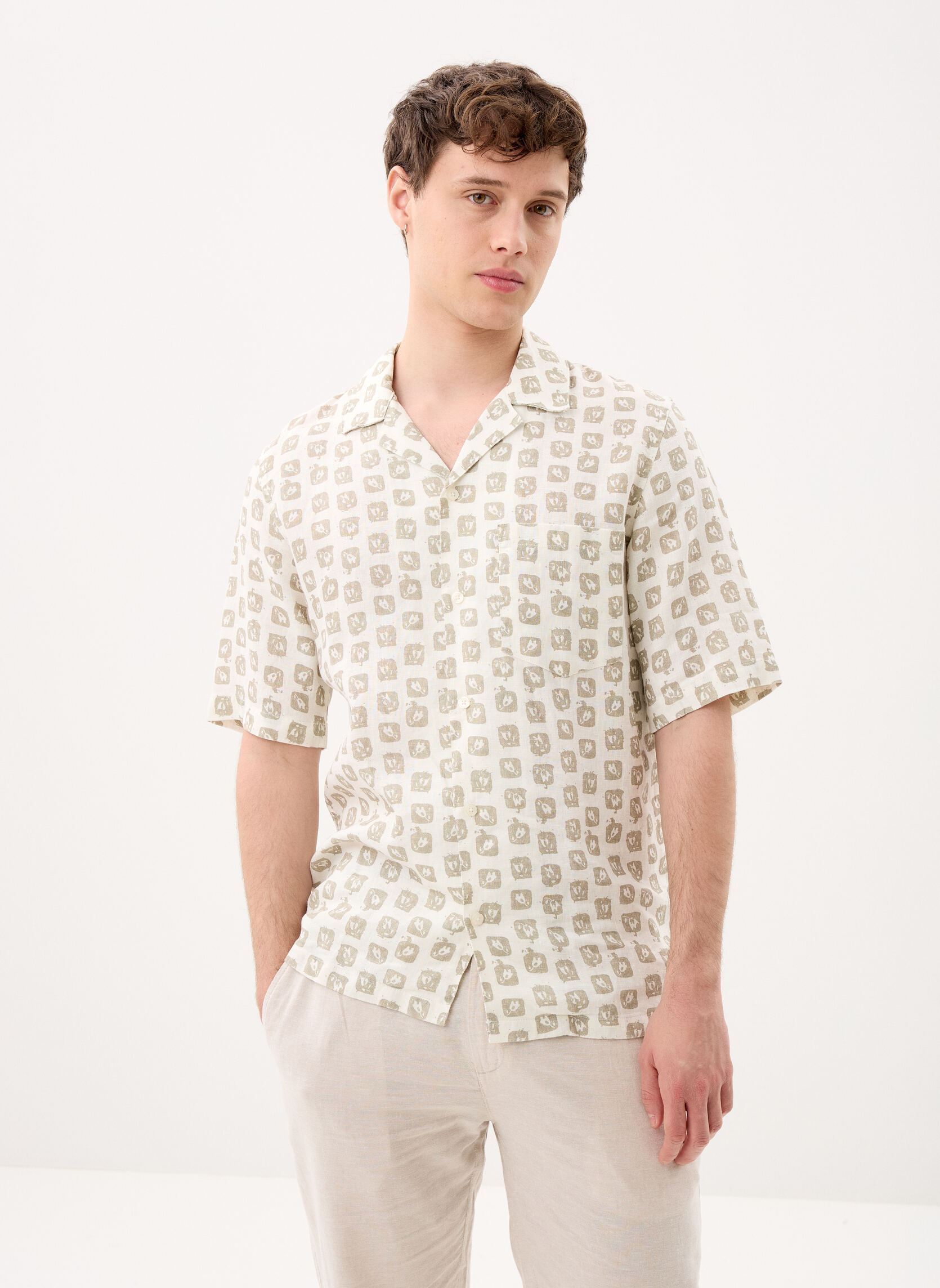 Hemden Oscar AP shirt 14329 heren wit Samsoe Samsoe Hemden Oscar AP shirt 14329 heren wit Bloom Stamp