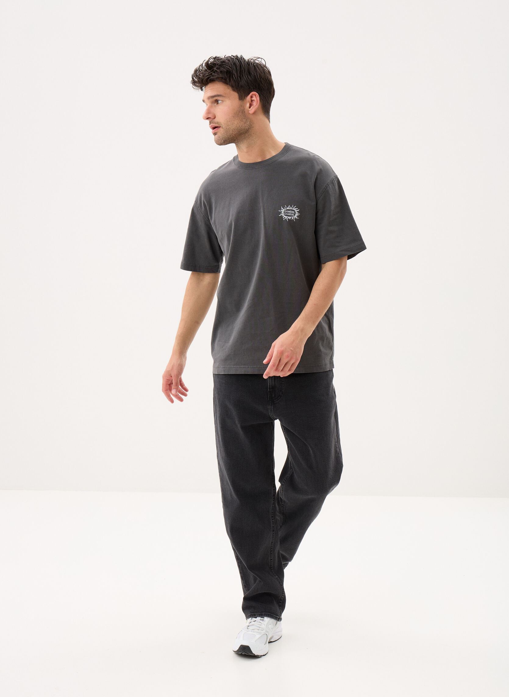 Tee-shirts manches courtes Sagergei t-shirt 15489 homme gris Samsoe Samsoe Tee-shirts manches courtes Sagergei t-shirt 15489 homme gris Black tanline