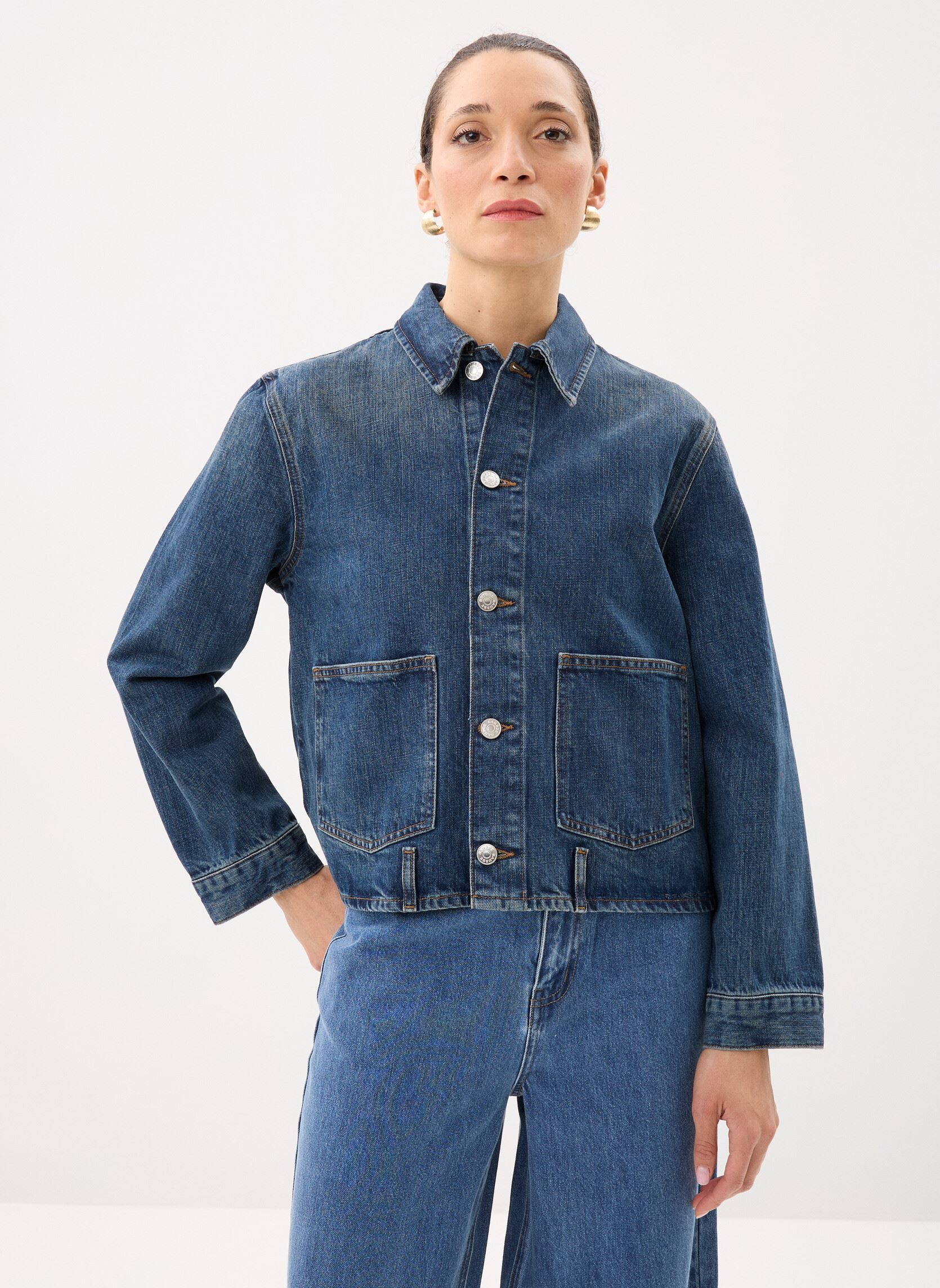 Vestes en jean Sanadina jacket 15891 femme bleu Samsoe Samsoe Vestes en jean Sanadina jacket 15891 femme bleu Nippon