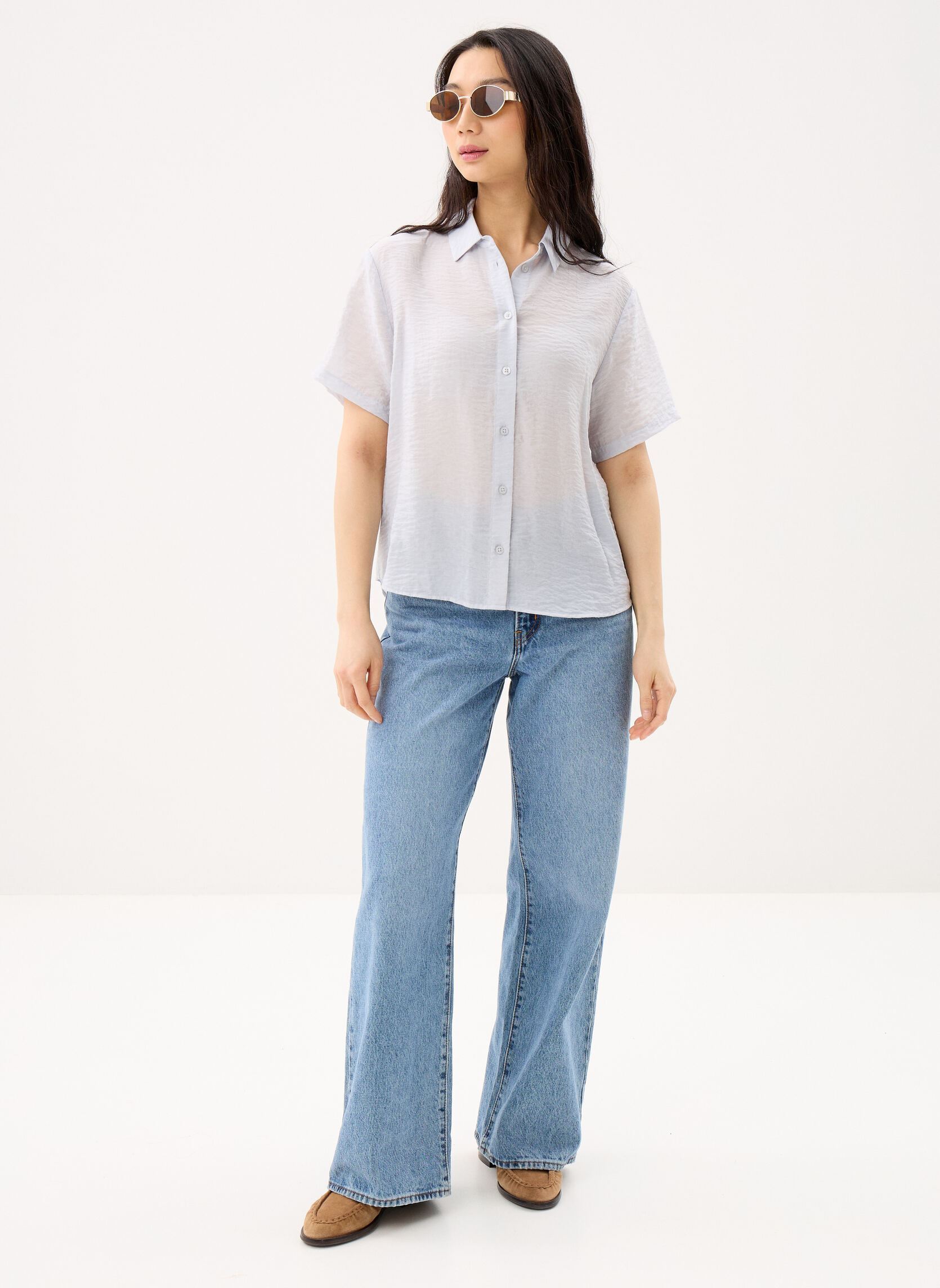 Chemises manches courtes Samina NP shirt 15754 femme bleu Samsoe Samsoe Chemises manches courtes Samina NP shirt 15754 femme bleu GRAY DAWN