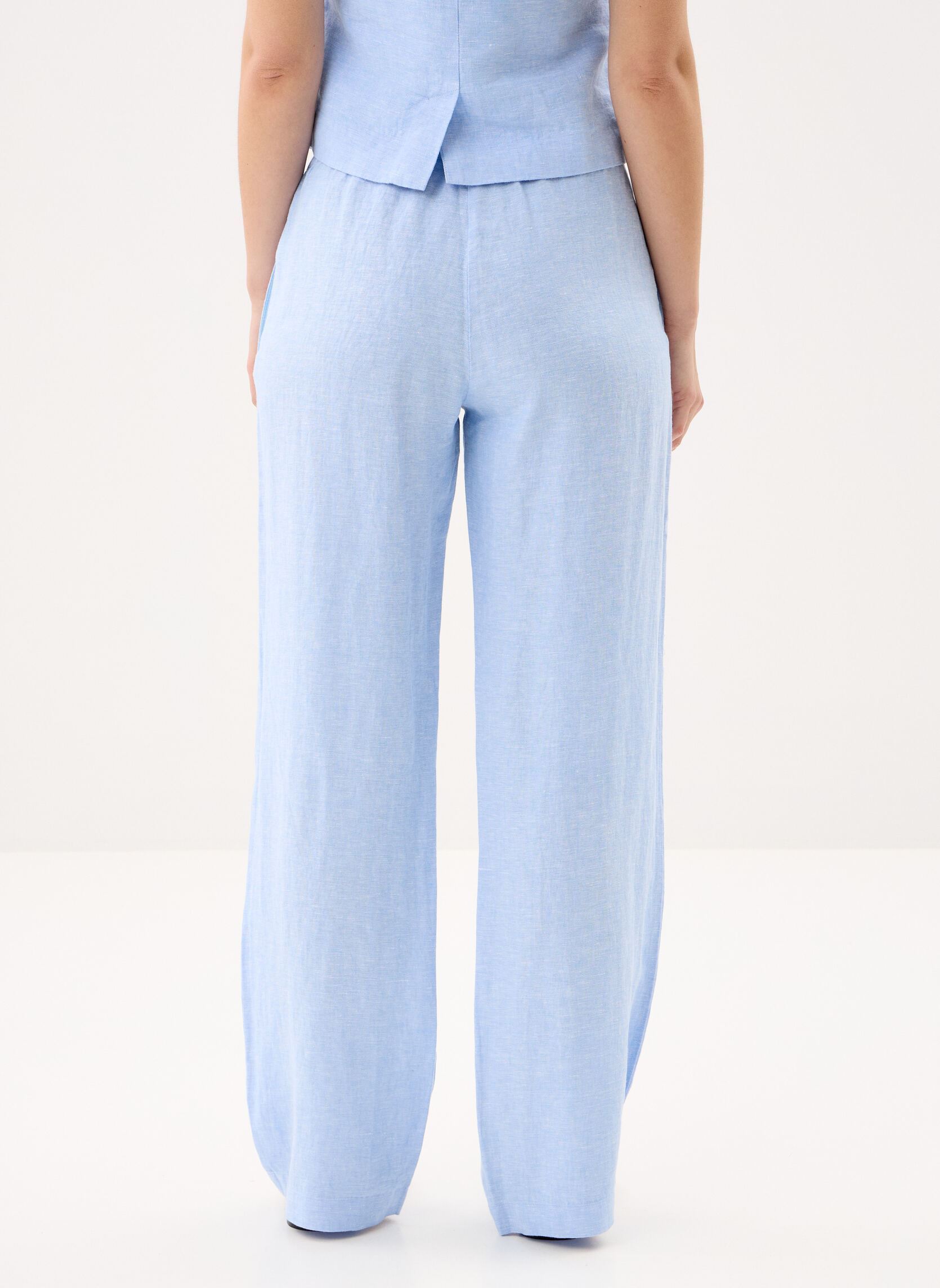 Wijde broeken Satoves trousers 14329 dames blauw Samsoe Samsoe Wijde broeken Satoves trousers 14329 dames blauw Bel Air Blue Mel.