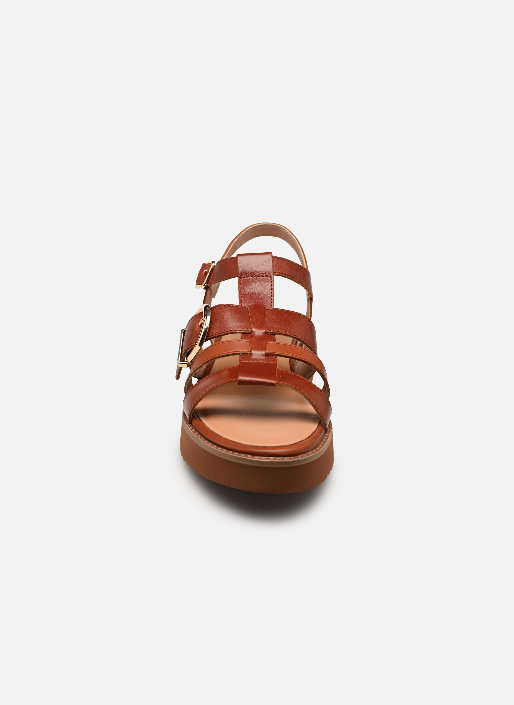 Sandalias y plataformas de cuña CLAUDIA mujer marrón Karston Sandalias y plataformas de cuña CLAUDIA mujer marrón Cognac