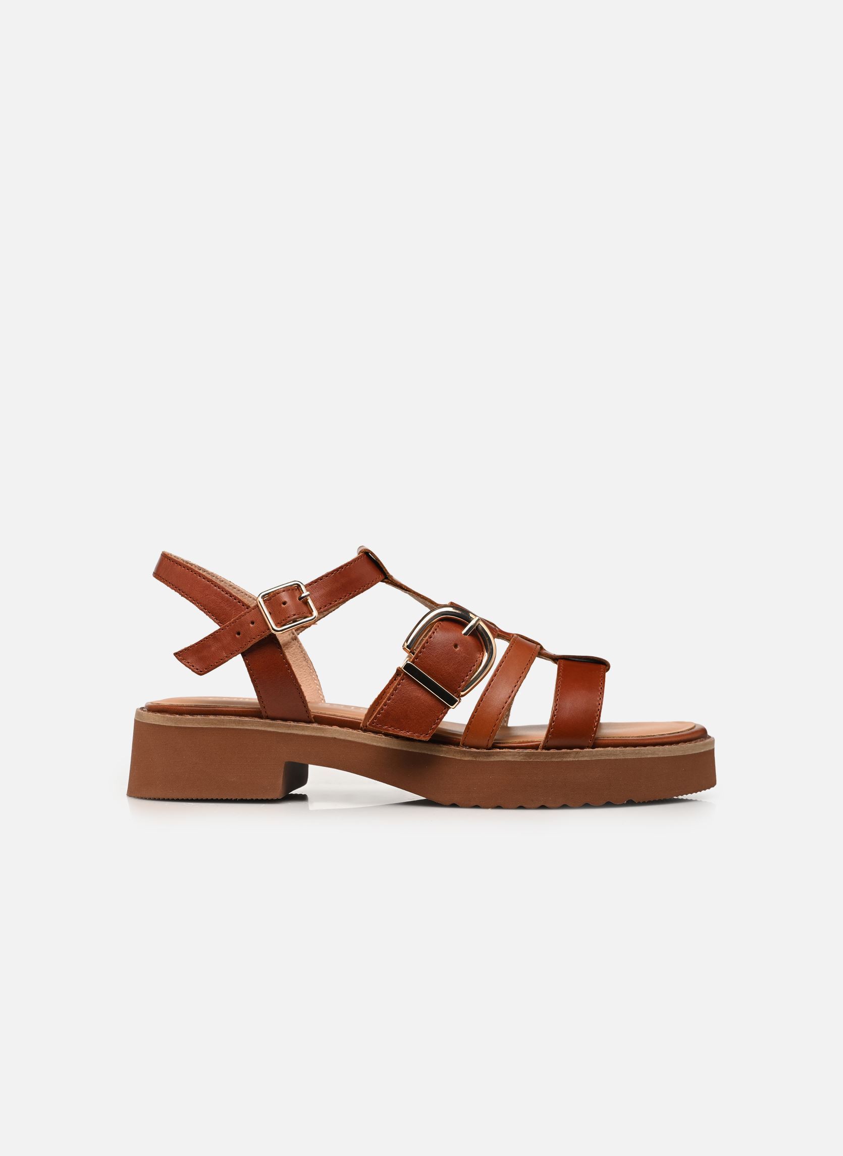 Sandalias y plataformas de cuña CLAUDIA mujer marrón Karston Sandalias y plataformas de cuña CLAUDIA mujer marrón Cognac