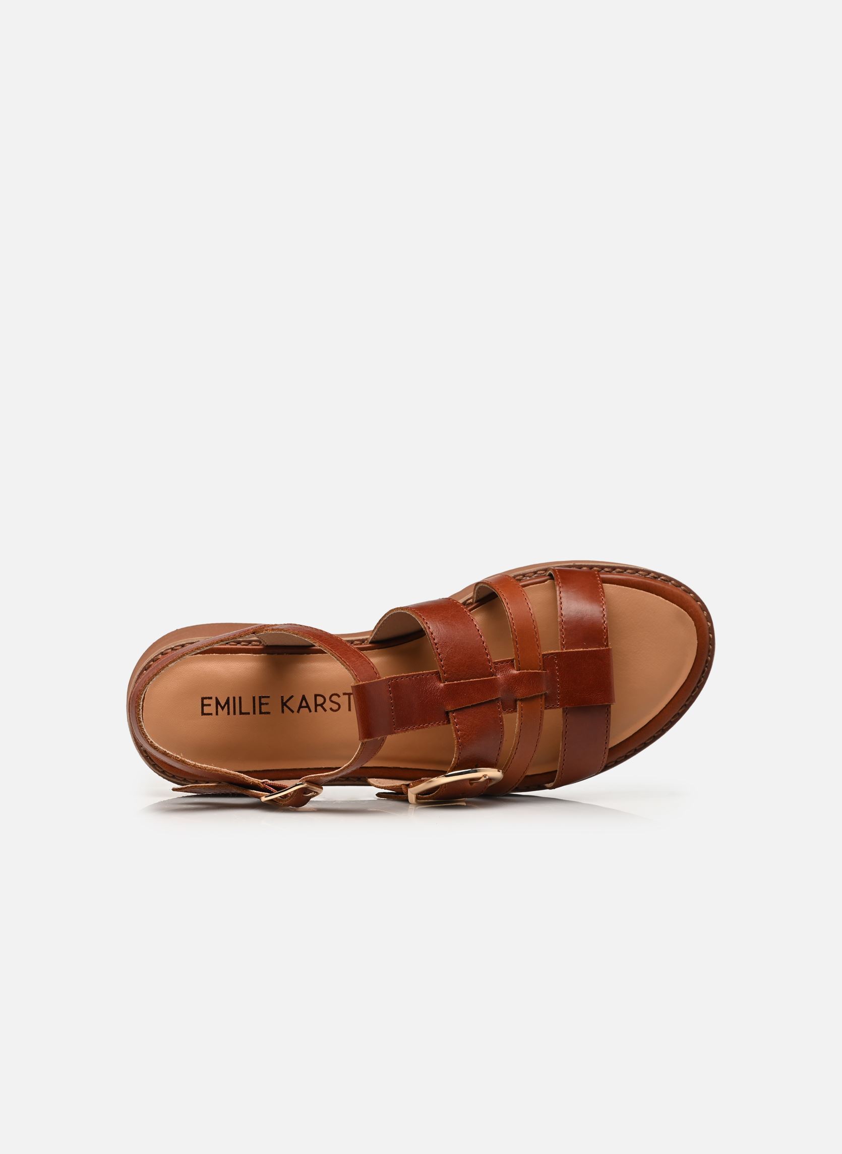 Sandalias y plataformas de cuña CLAUDIA mujer marrón Karston Sandalias y plataformas de cuña CLAUDIA mujer marrón Cognac