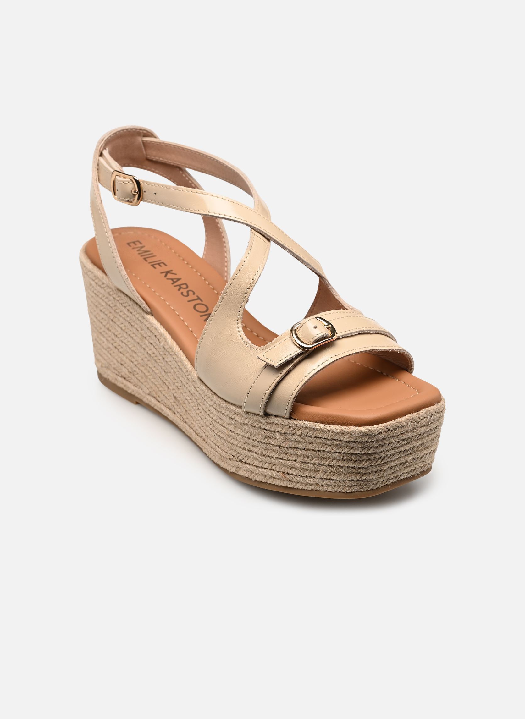 Sandalen met sleehak en plateau NAPOLIE dames wit Karston Sandalen met sleehak en plateau NAPOLIE dames wit Creme