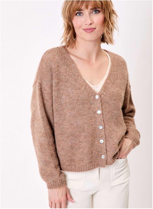 La Fiancée Gilets Gilet court uni APPACHE femme marron