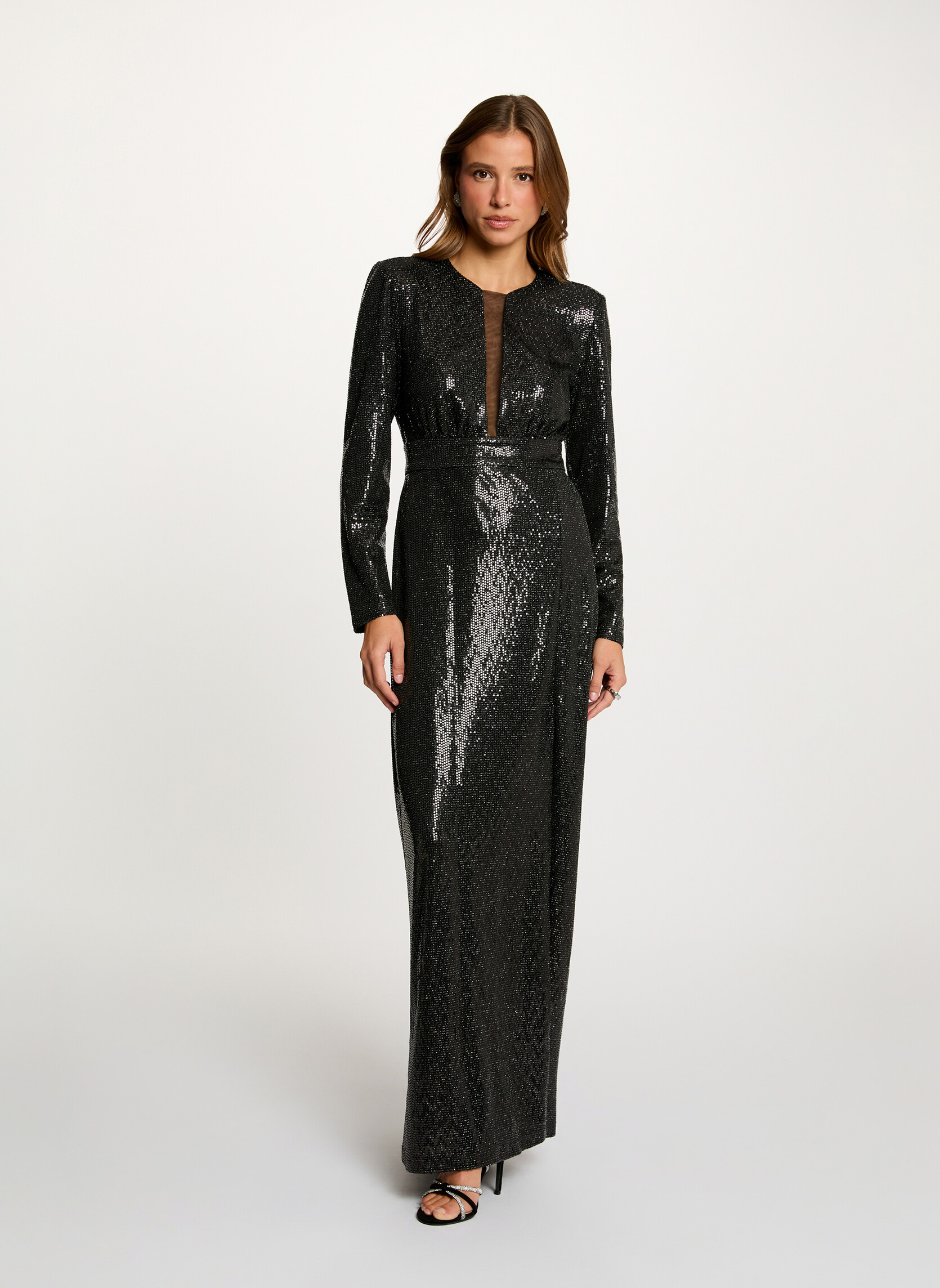 Robe De Soirée Formelle Donna Morgan Noire - Taille 16 - Manches Courtes, Longueur Mi-mollet - Neuf Avec étiquettes