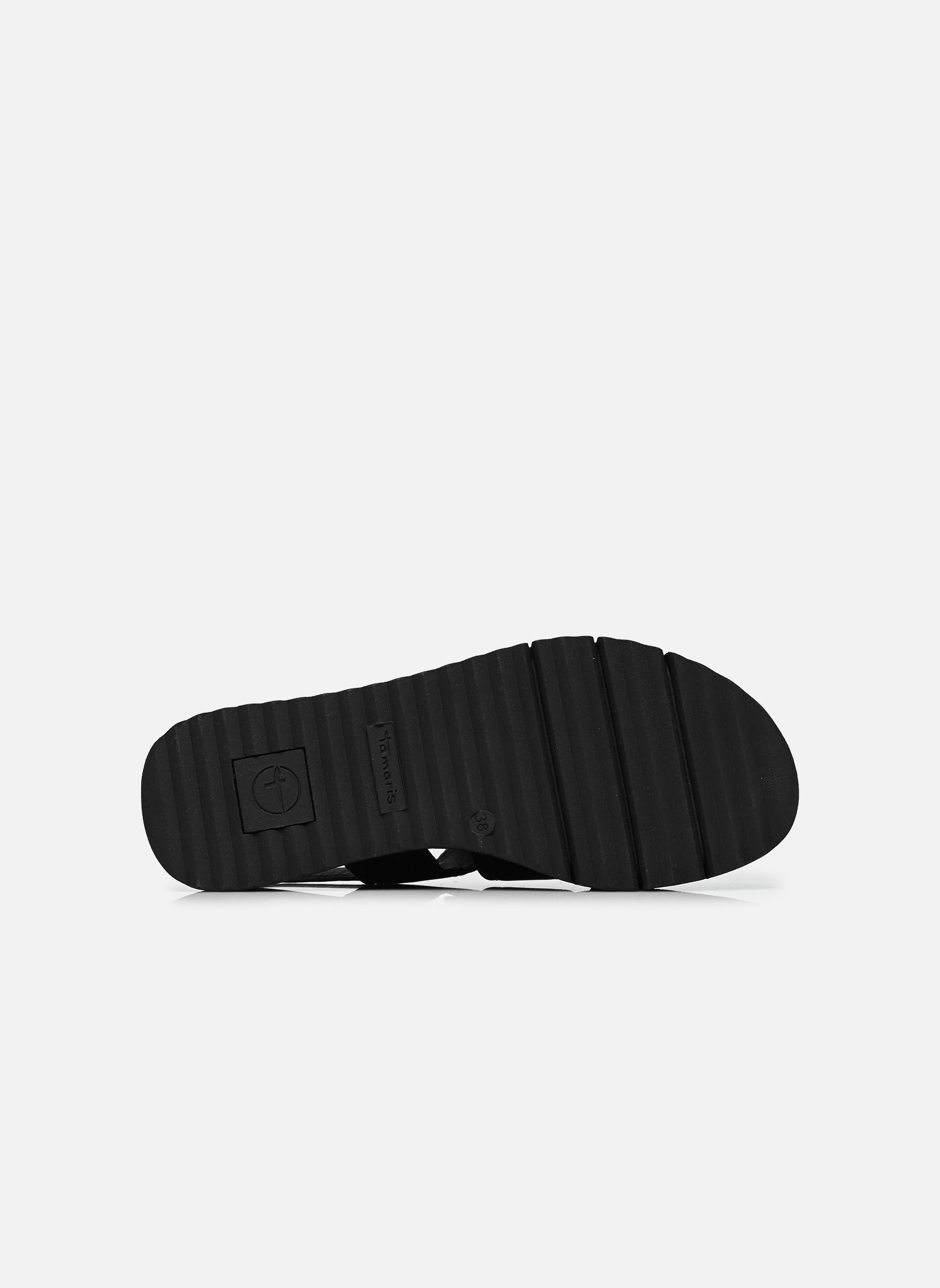 Sandalen met sleehak en plateau 28243-46 dames zwart Tamaris Sandalen met sleehak en plateau 28243-46 dames zwart BLACK LEATHER