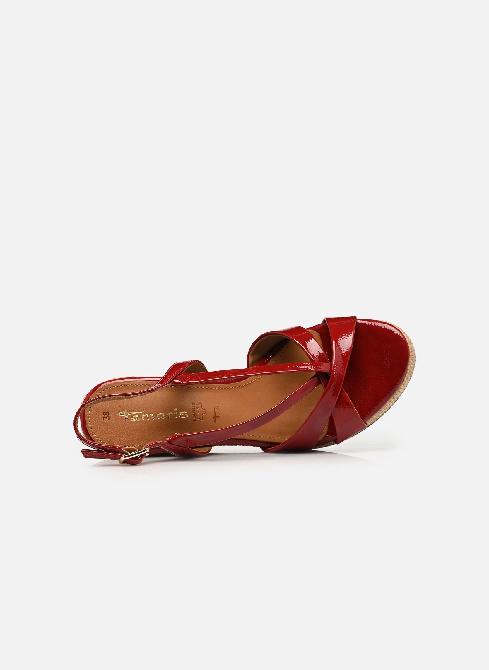 Sandalen met sleehak en plateau 28381-46 dames rood Tamaris Sandalen met sleehak en plateau 28381-46 dames rood CHERRY PATENT
