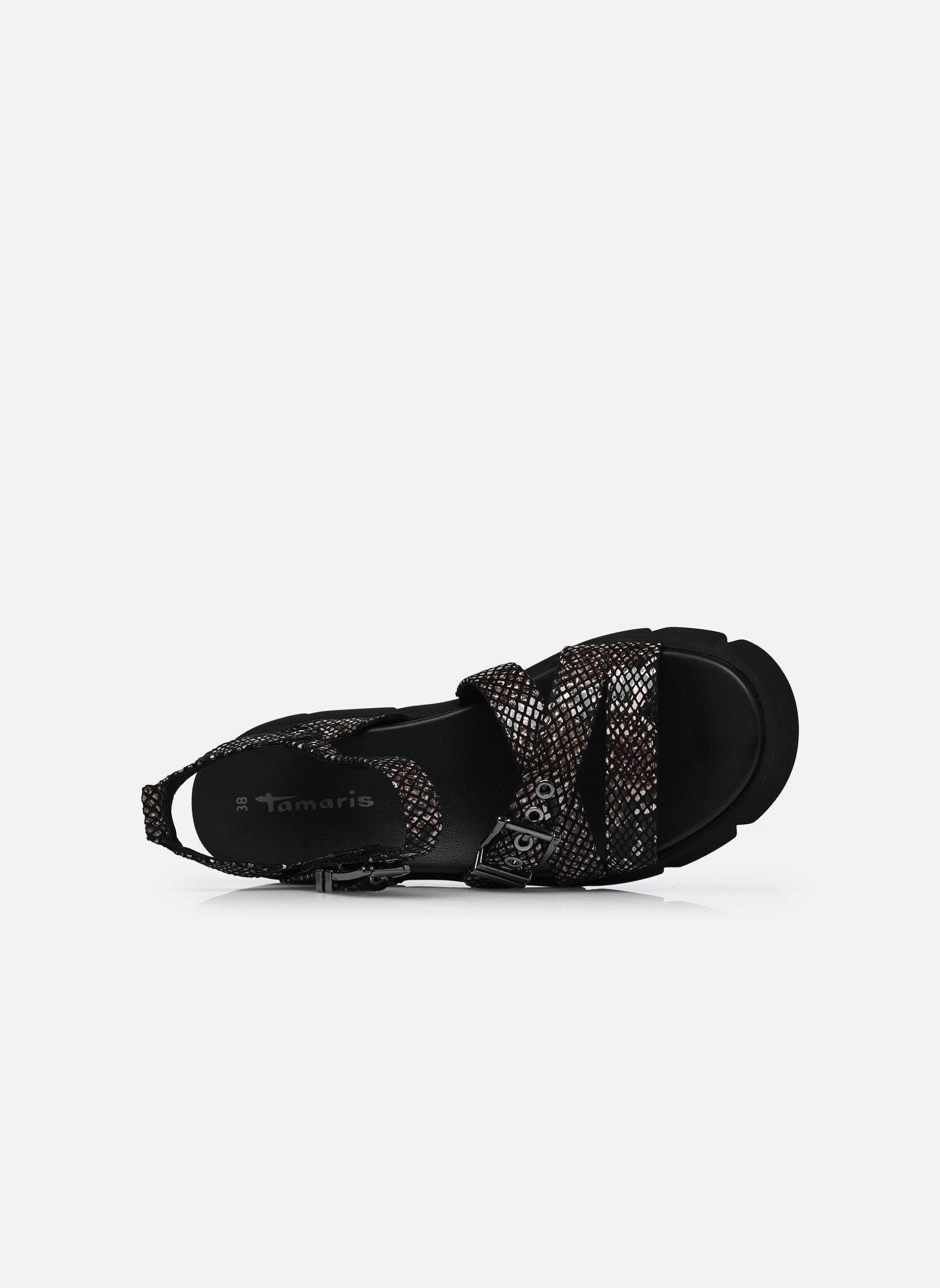 Sandales compensées et plateformes 28511-46 femme noir Tamaris Sandales compensées et plateformes 28511-46 femme noir BLACK SNAKE