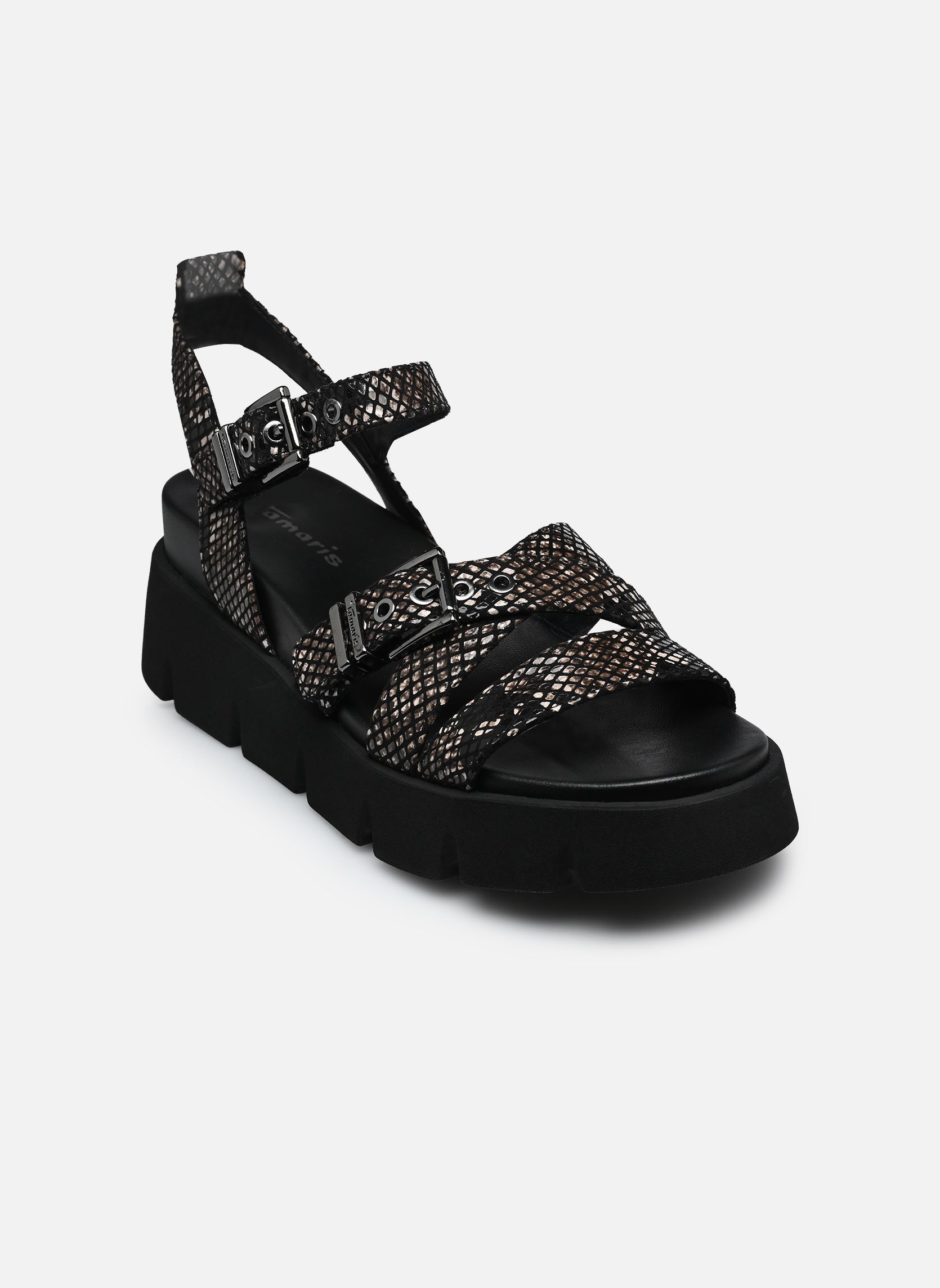 Sandales compensées et plateformes 28511-46 femme noir Tamaris Sandales compensées et plateformes 28511-46 femme noir BLACK SNAKE