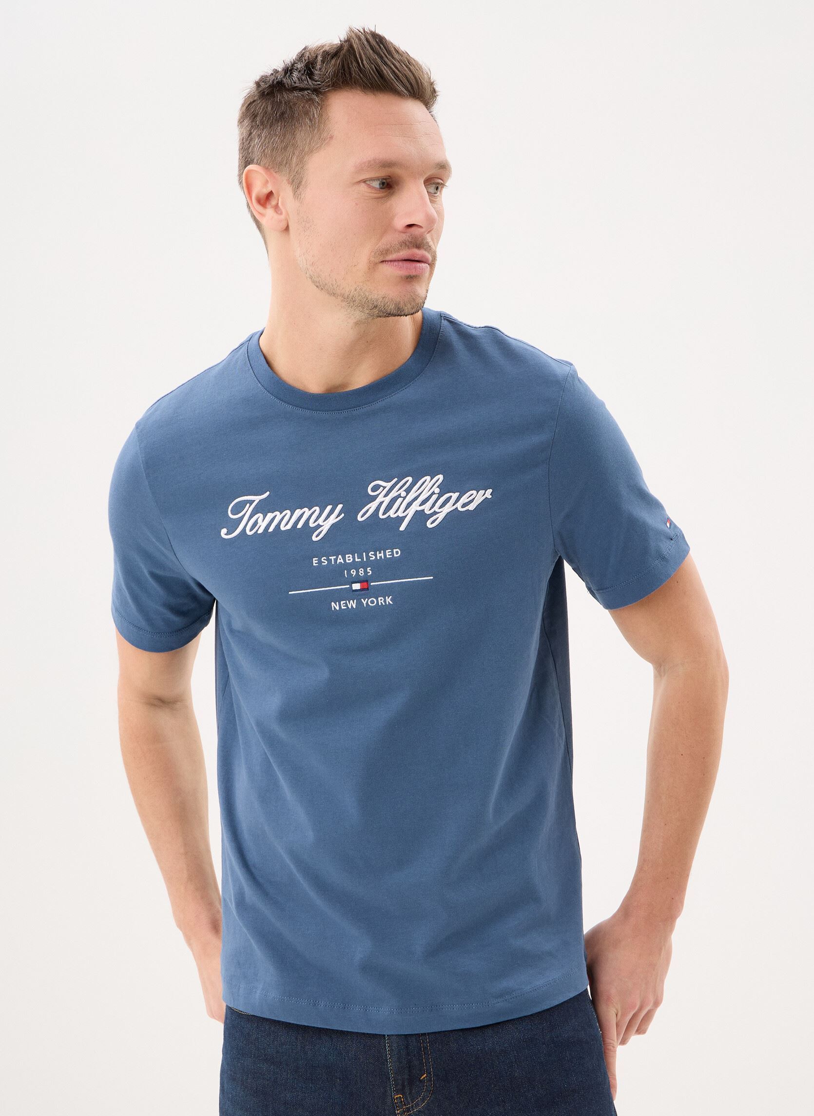 T shirt droit coton signature manuscrite