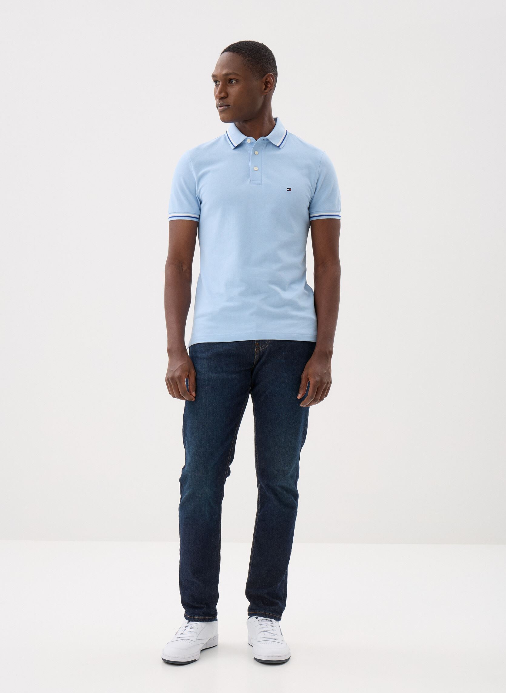 Polos manches courtes Tipped Slim Fit Seas homme bleu Tommy Hilfiger Polos manches courtes Tipped Slim Fit Seas homme bleu WELL WATER