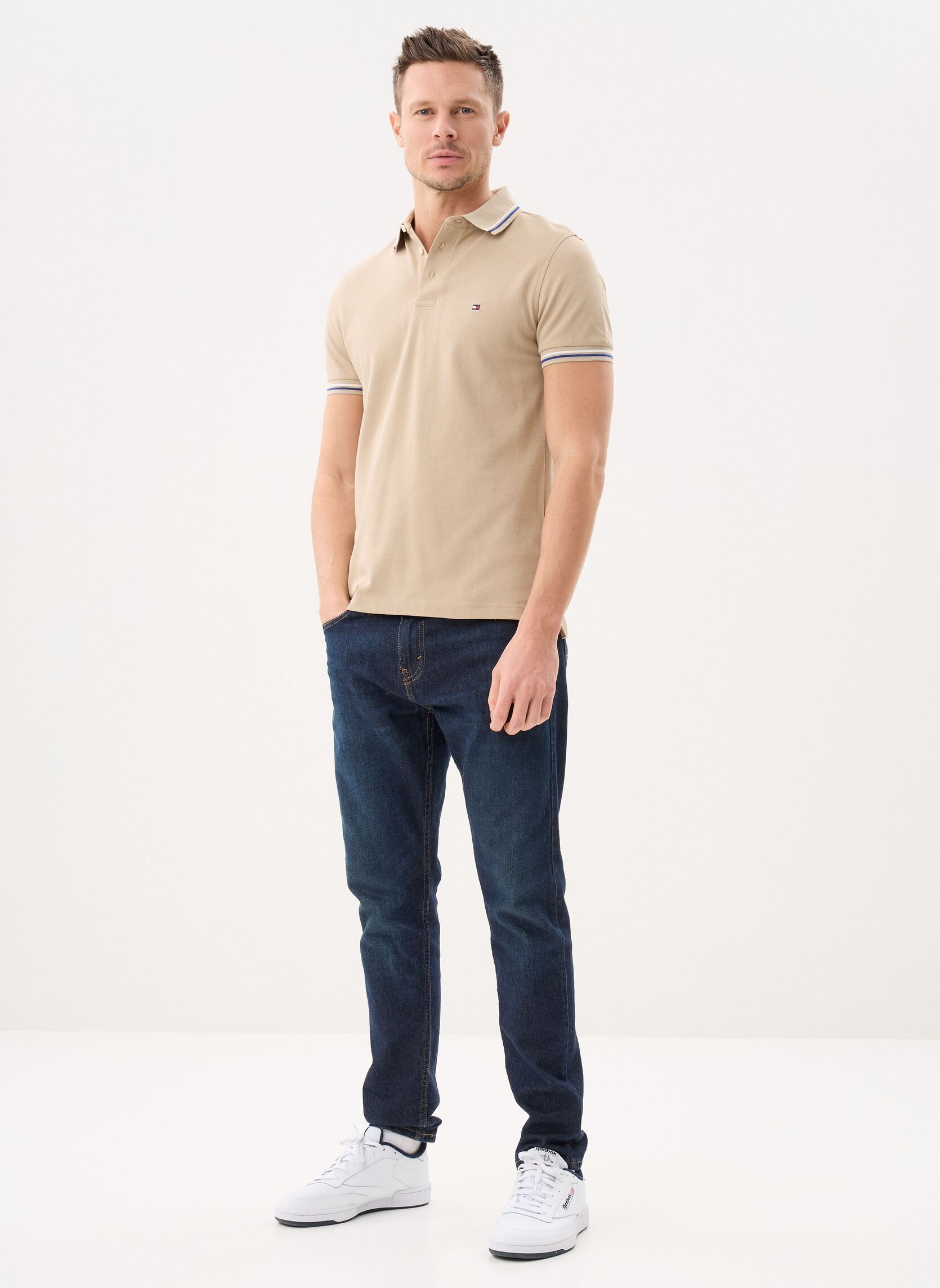 Polos manches courtes Tipped Slim Fit Seas homme beige Tommy Hilfiger Polos manches courtes Tipped Slim Fit Seas homme beige SANDALWOOD