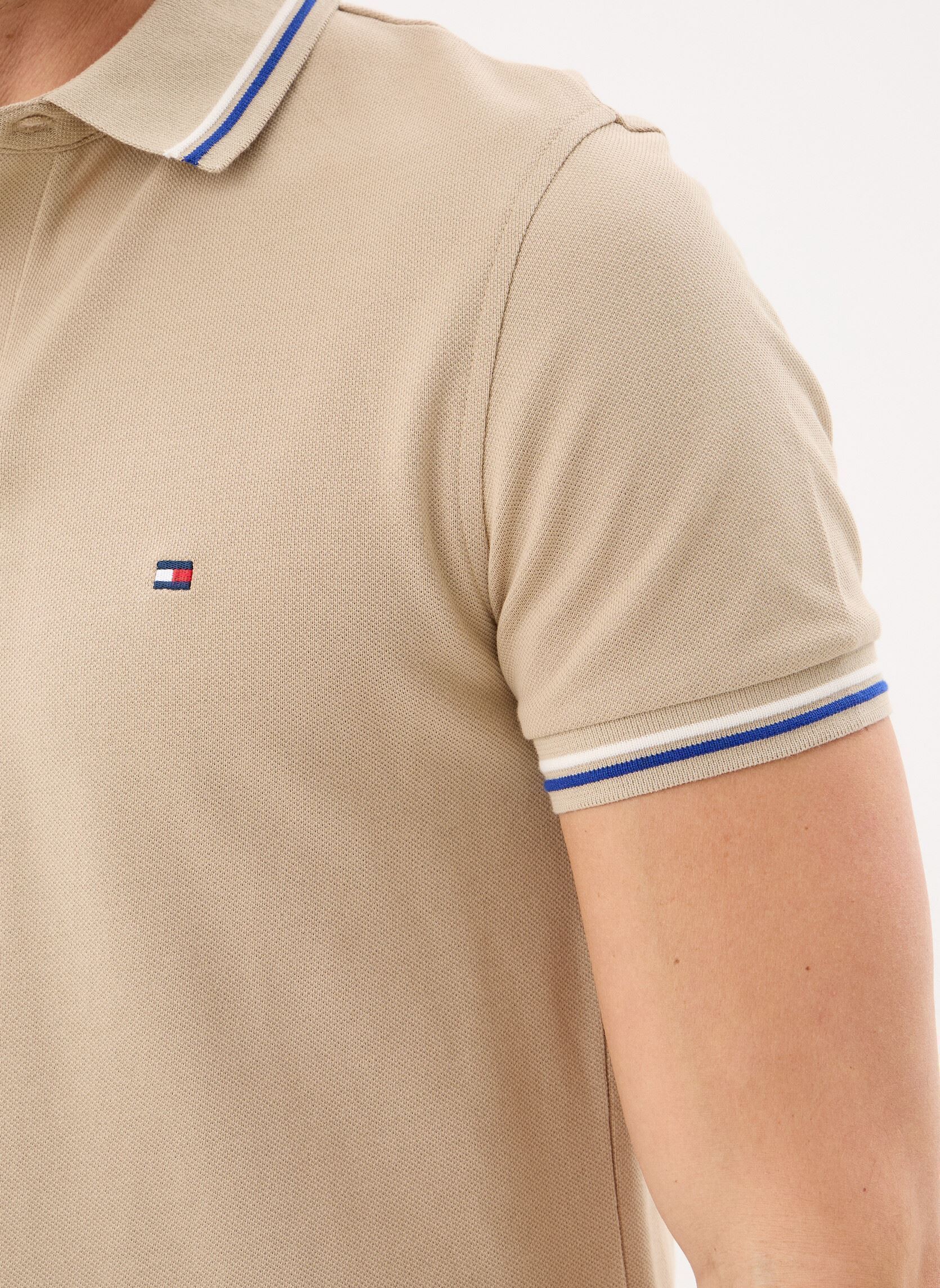Polos manches courtes Tipped Slim Fit Seas homme beige Tommy Hilfiger Polos manches courtes Tipped Slim Fit Seas homme beige SANDALWOOD