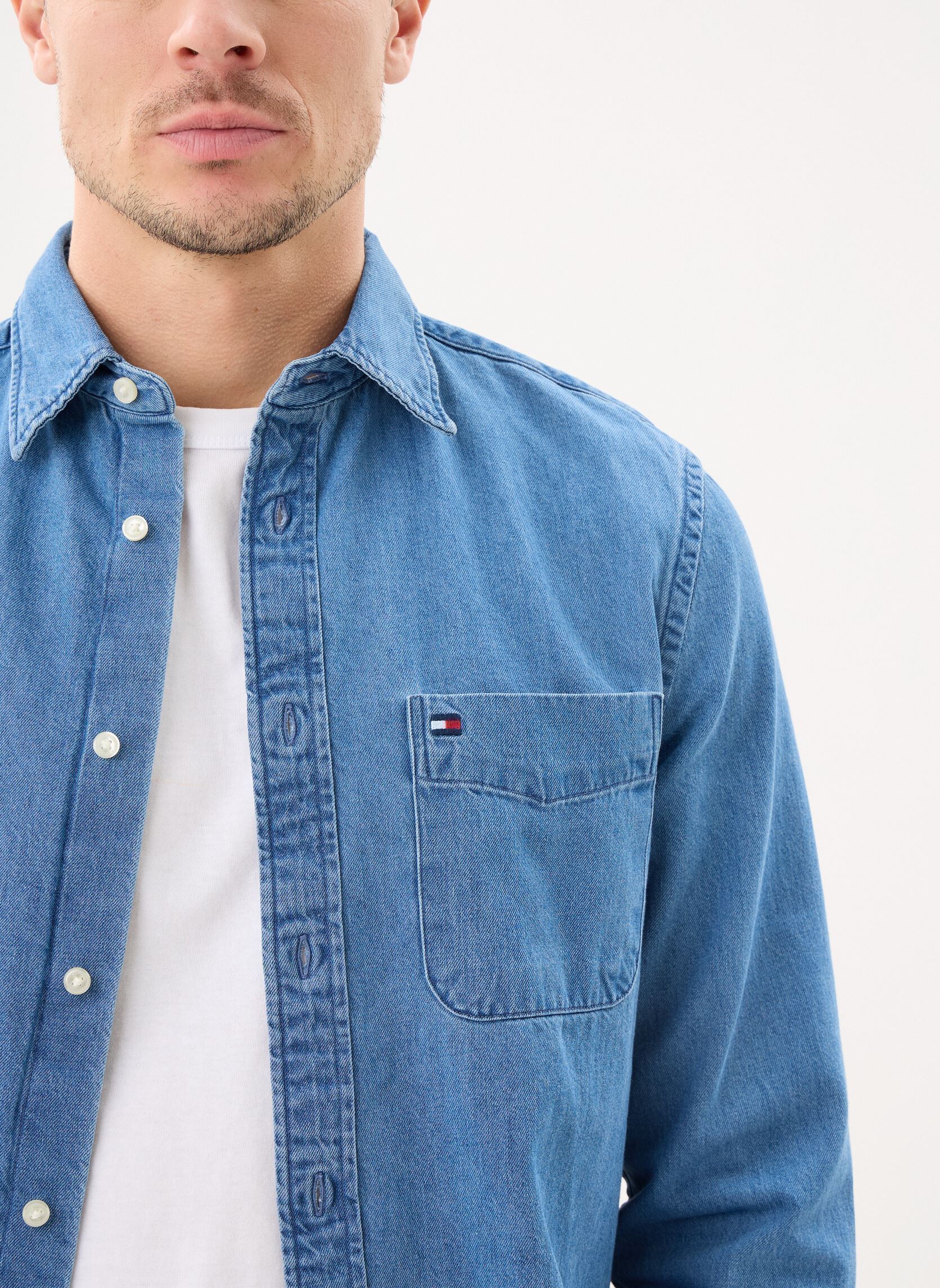Hemden Denim Rf Shirt heren blauw Tommy Hilfiger Hemden Denim Rf Shirt heren blauw MID BLUE DENIM