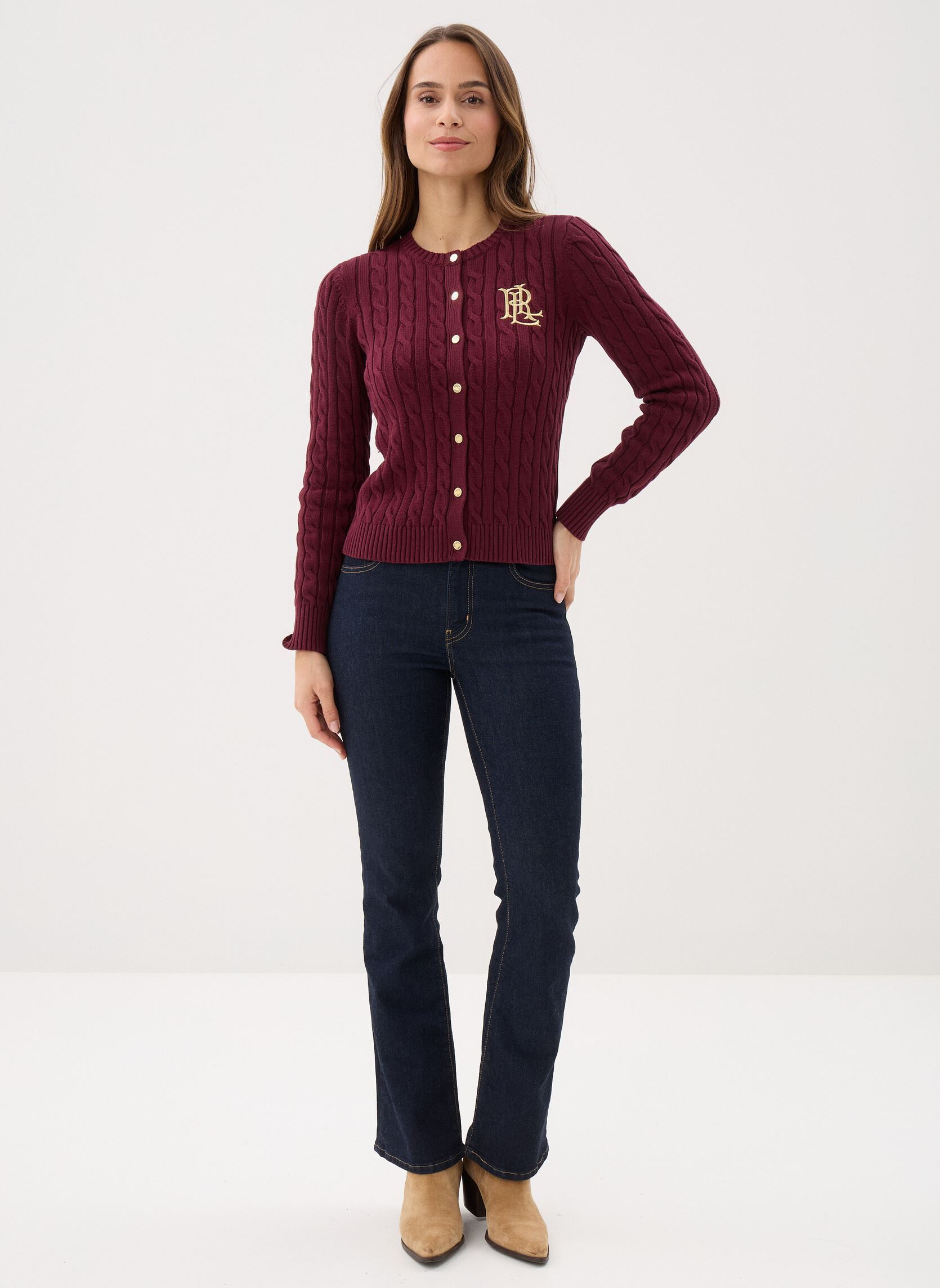 Vesten Ralhan-Long Sleeve-Cardigan dames bordeaux Lauren Ralph Lauren Vesten Ralhan-Long Sleeve-Cardigan dames bordeaux DARK GARNET