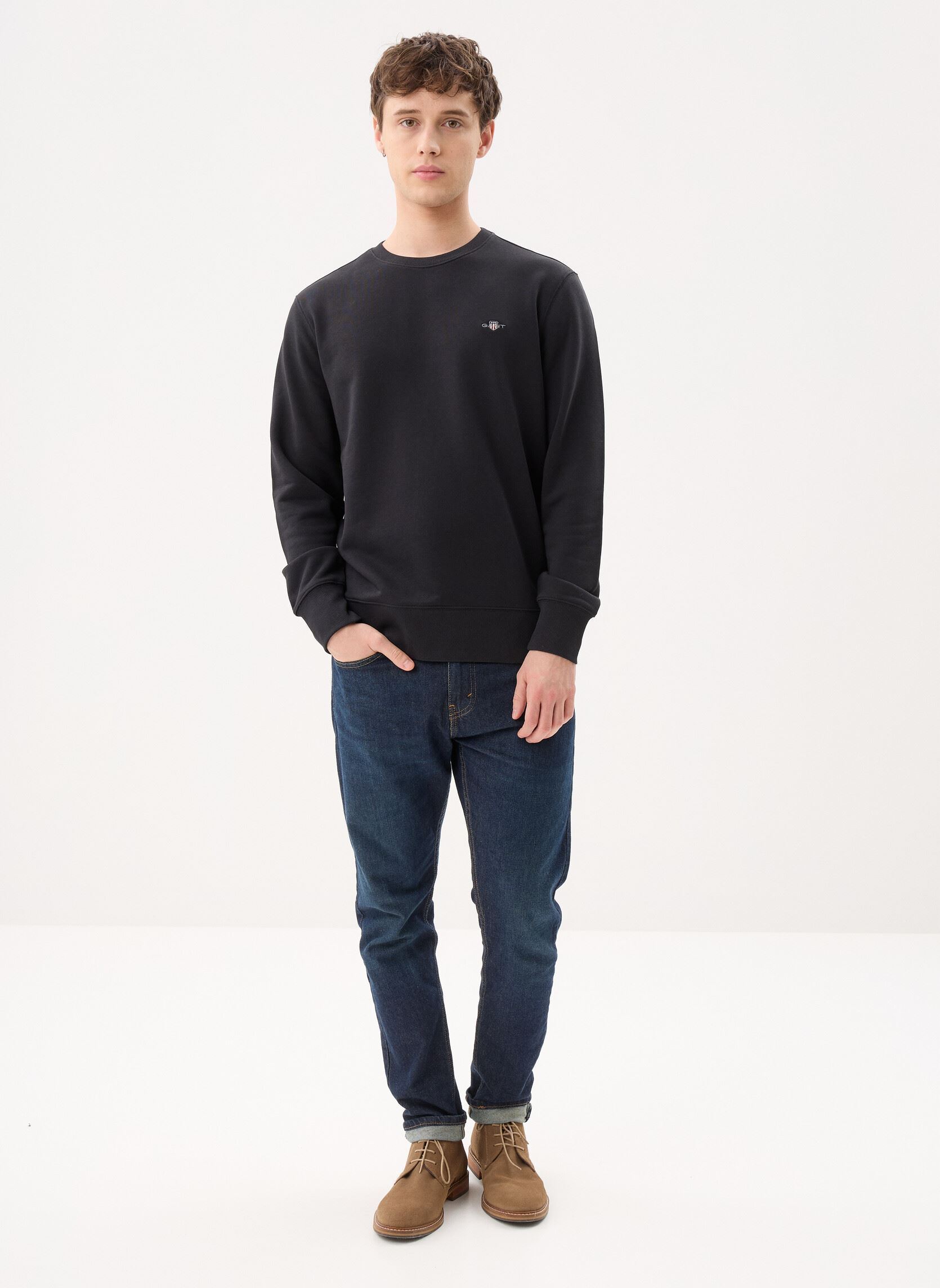Sweatshirts Reg Shield C-Neck Sweat heren zwart GANT Sweatshirts Reg Shield C-Neck Sweat heren zwart BLACK