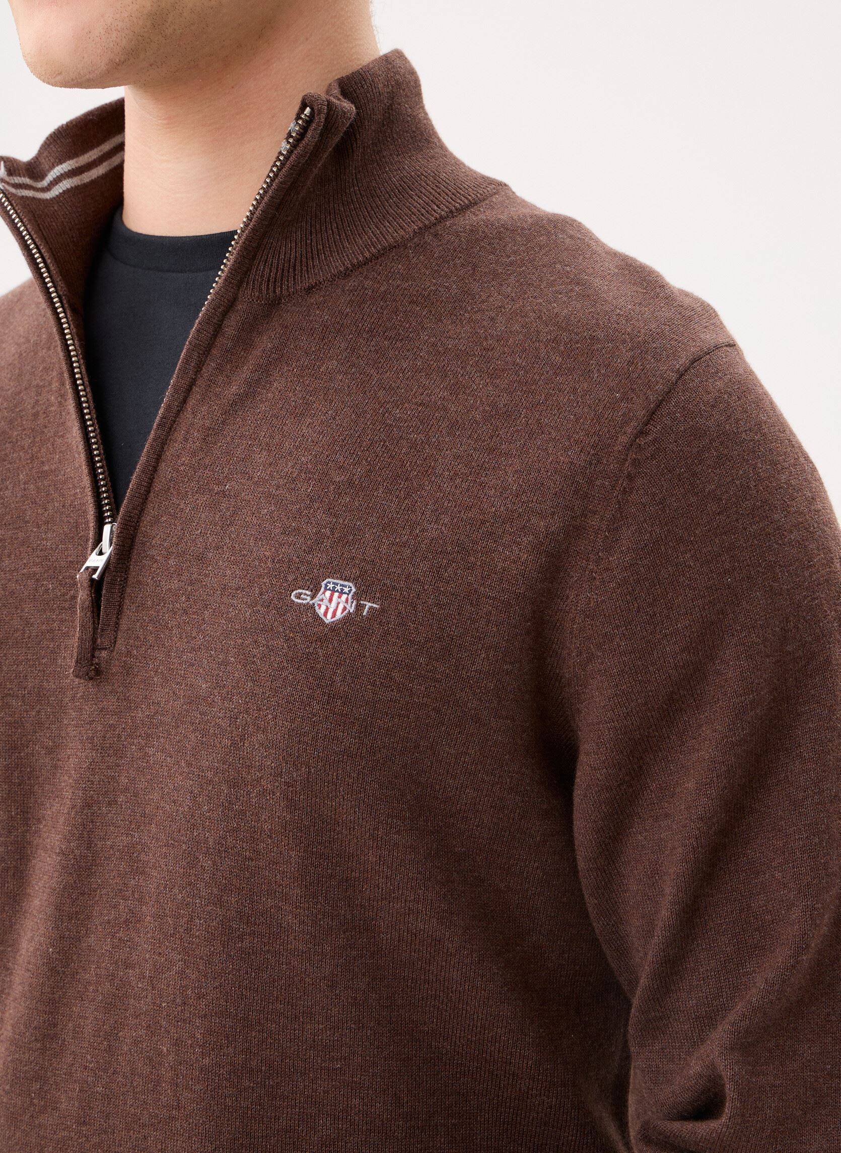 Pulls Classic Cotton Half Zip homme marron GANT Pulls Classic Cotton Half Zip homme marron BROWN MELANGE