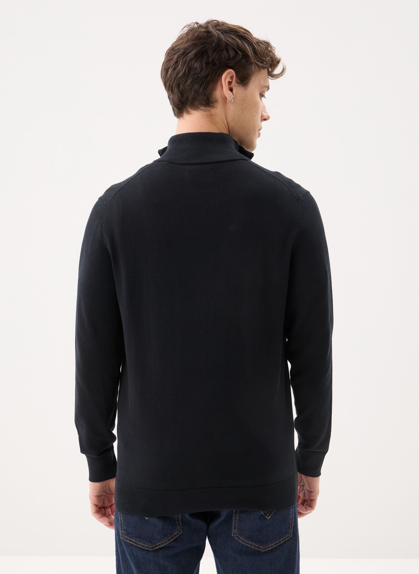 Truien Classic Cotton Half Zip heren zwart GANT Truien Classic Cotton Half Zip heren zwart BLACK