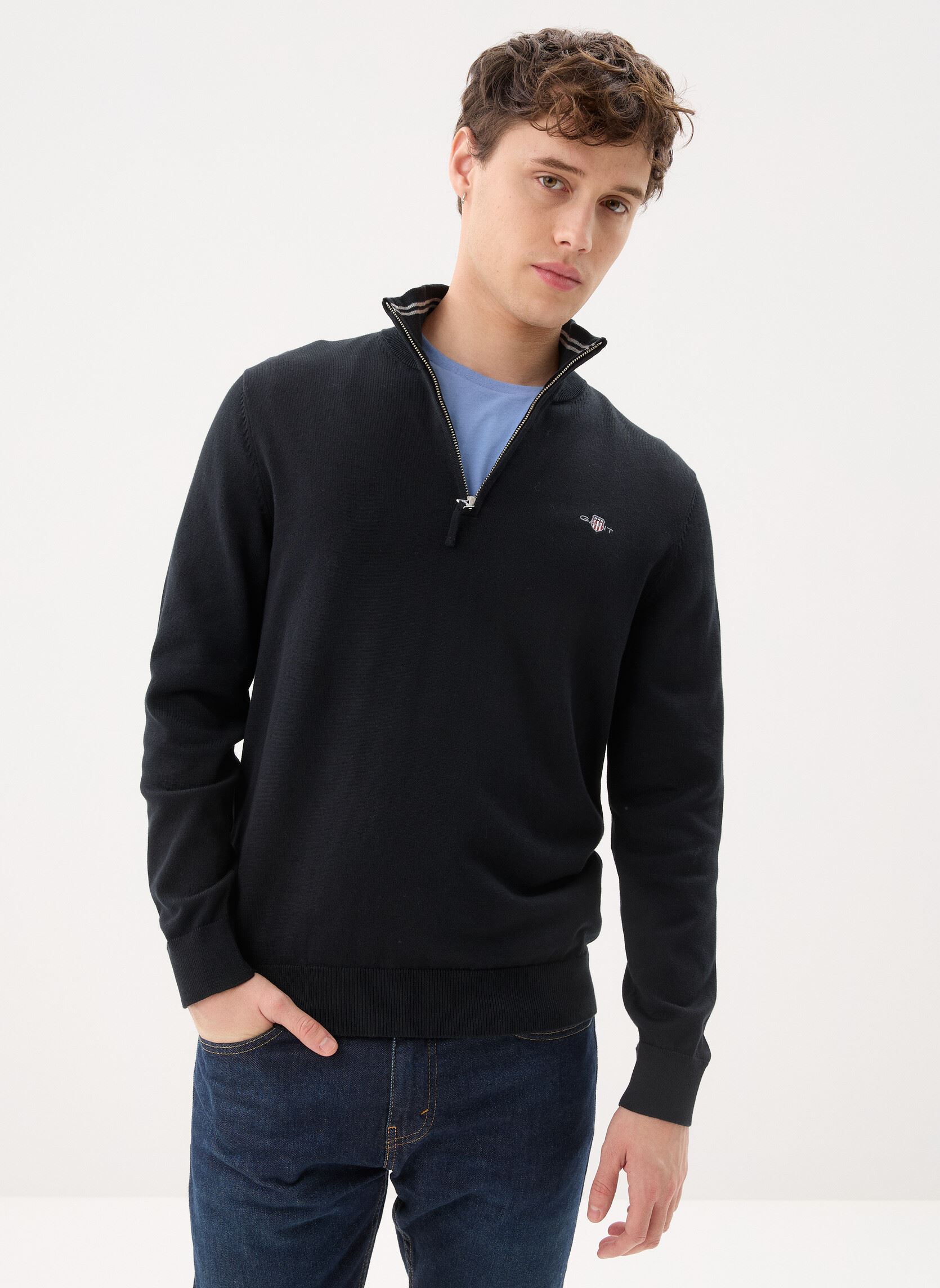 Pull Gant Tricot à demi zip en coton classique EU