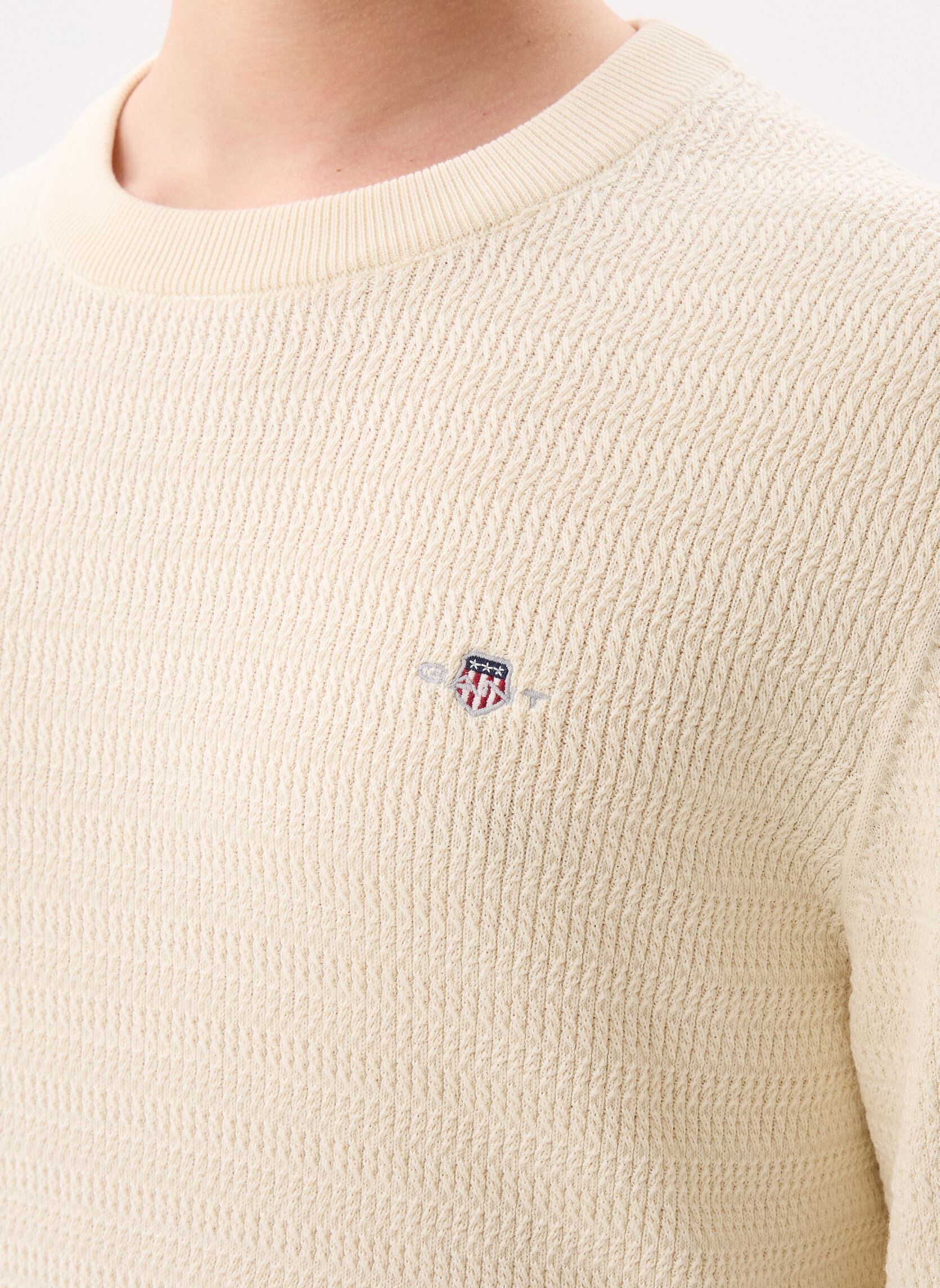 Truien Mini Cable C-Neck heren wit GANT Truien Mini Cable C-Neck heren wit CREAM