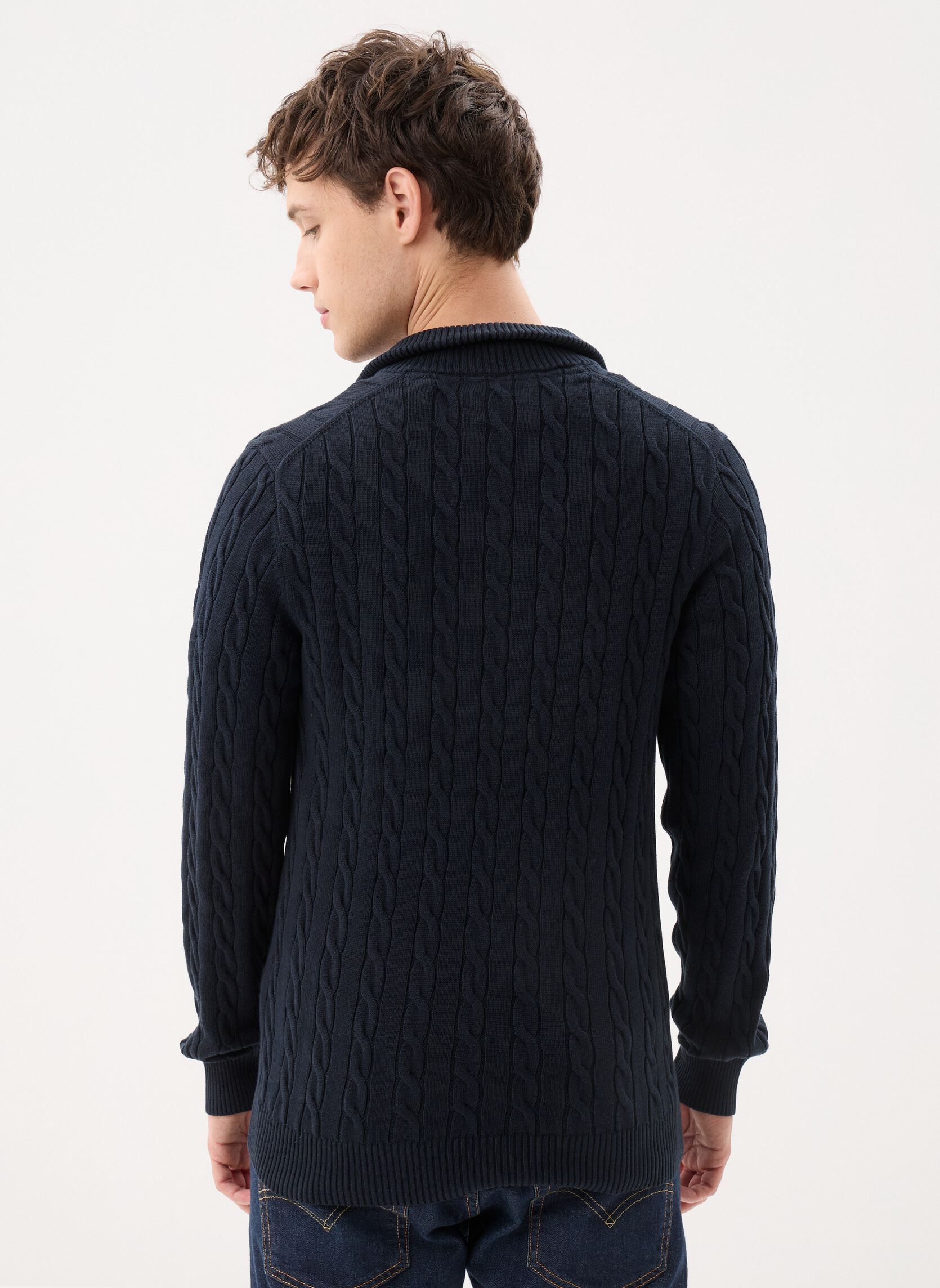 Truien Cotton Cable Half Zip heren blauw GANT Truien Cotton Cable Half Zip heren blauw EVENING BLUE