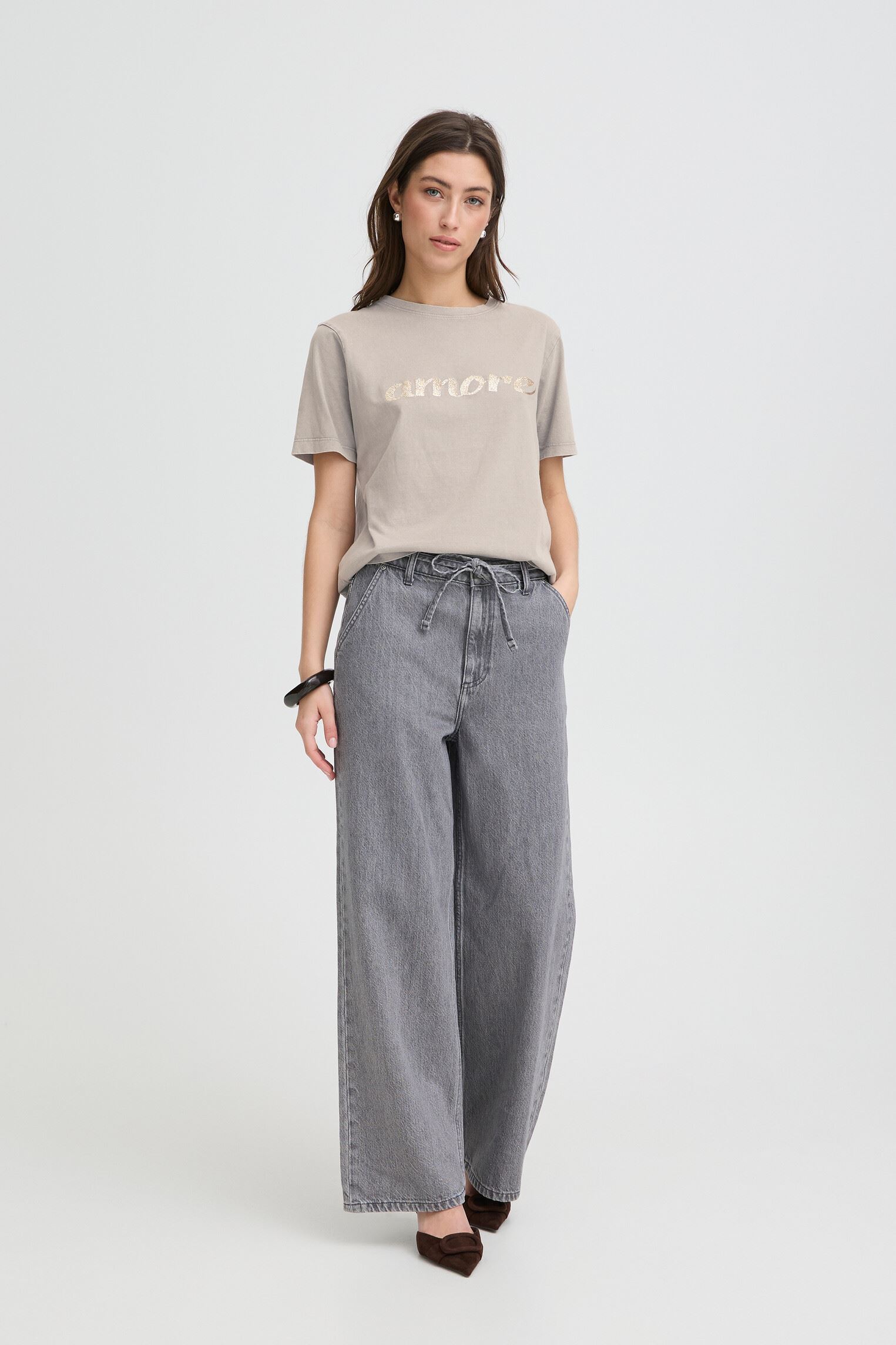 Kurzarm-T-Shirts Bysolko Tshirt 3 damen grau B-Young Kurzarm-T-Shirts Bysolko Tshirt 3 damen grau Gray flannel