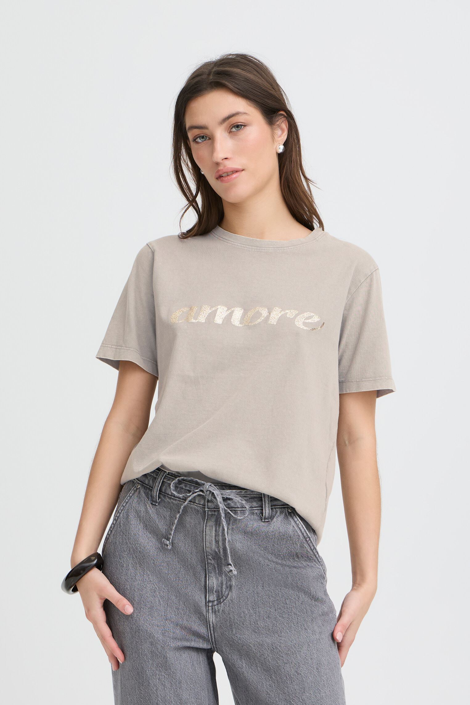 Kurzarm-T-Shirts Bysolko Tshirt 3 damen grau B-Young Kurzarm-T-Shirts Bysolko Tshirt 3 damen grau Gray flannel