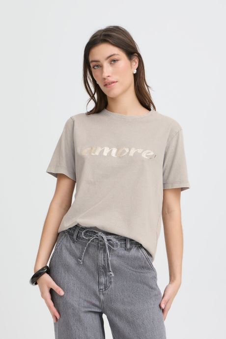 B-Young Kurzarm-T-Shirts Bysolko Tshirt 3 damen grau