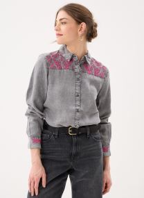 Langarm-Hemden Bykosmo Emb Shirt 2 damen grau B-Young Langarm-Hemden Bykosmo Emb Shirt 2 damen grau Mid Grey Denim