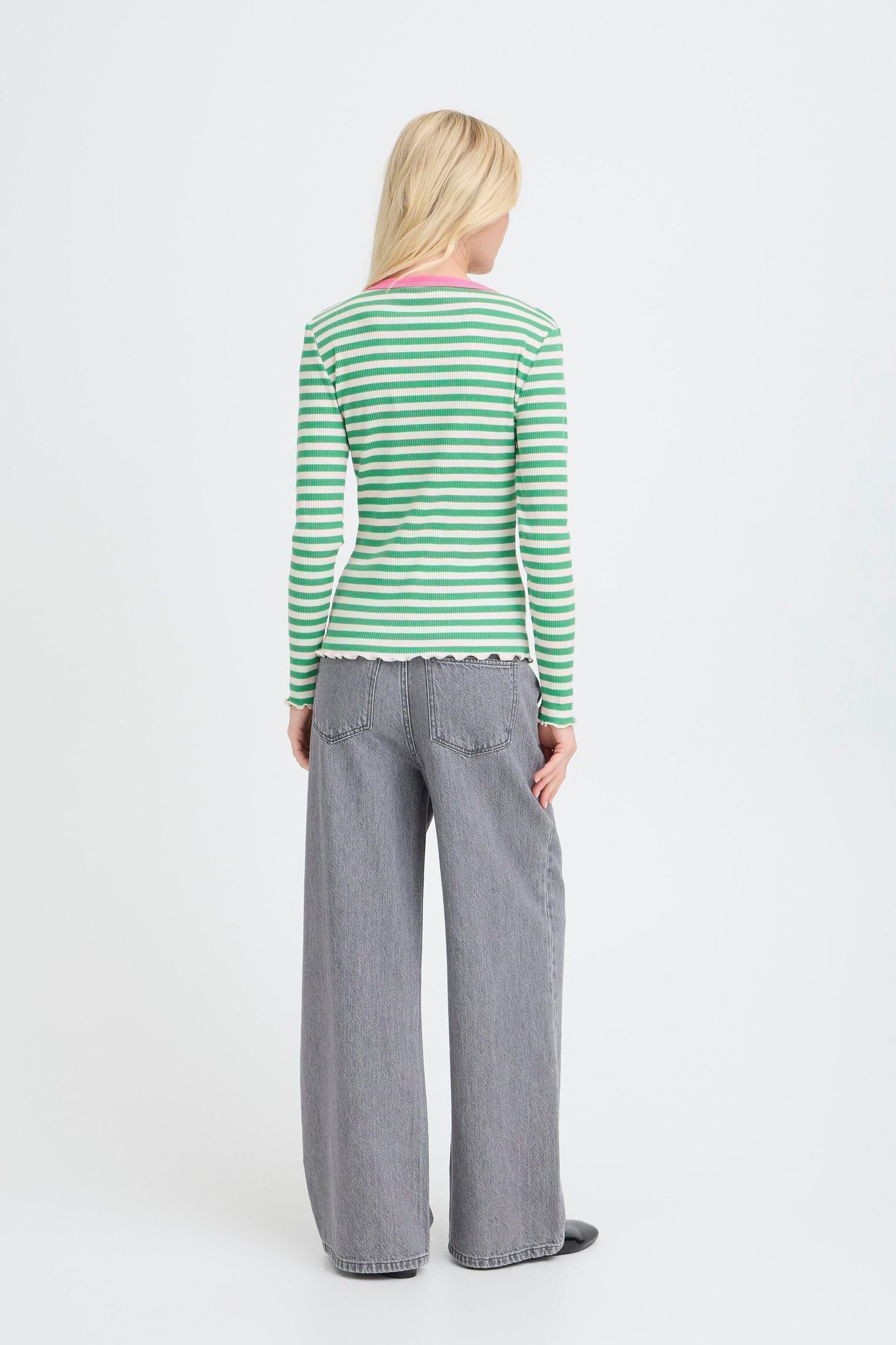 T-shirts met lange mouwen Bysinne Rib Tshirt dames wit B-Young T-shirts met lange mouwen Bysinne Rib Tshirt dames wit Leprechaun Stripe