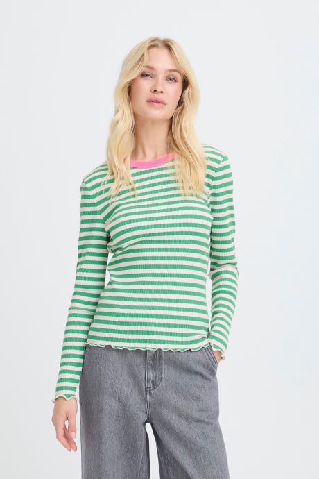 B-Young Tee-shirts manches longues Bysinne Rib Tshirt femme blanc