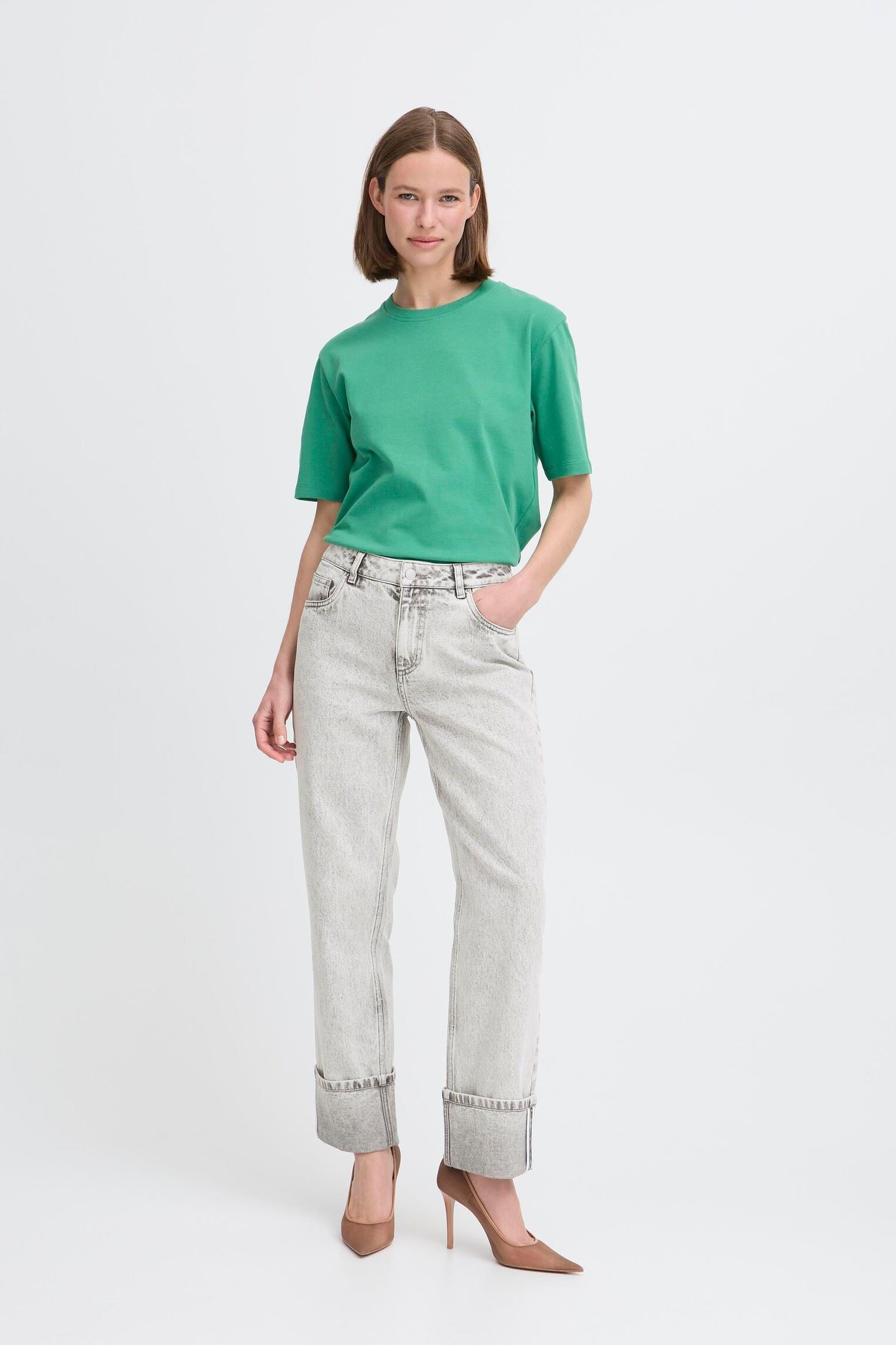 Rechte jeans / Straight Leg Jeans Bykeffini Jeans dames grijs B-Young Rechte jeans / Straight Leg Jeans Bykeffini Jeans dames grijs Light Grey Denim
