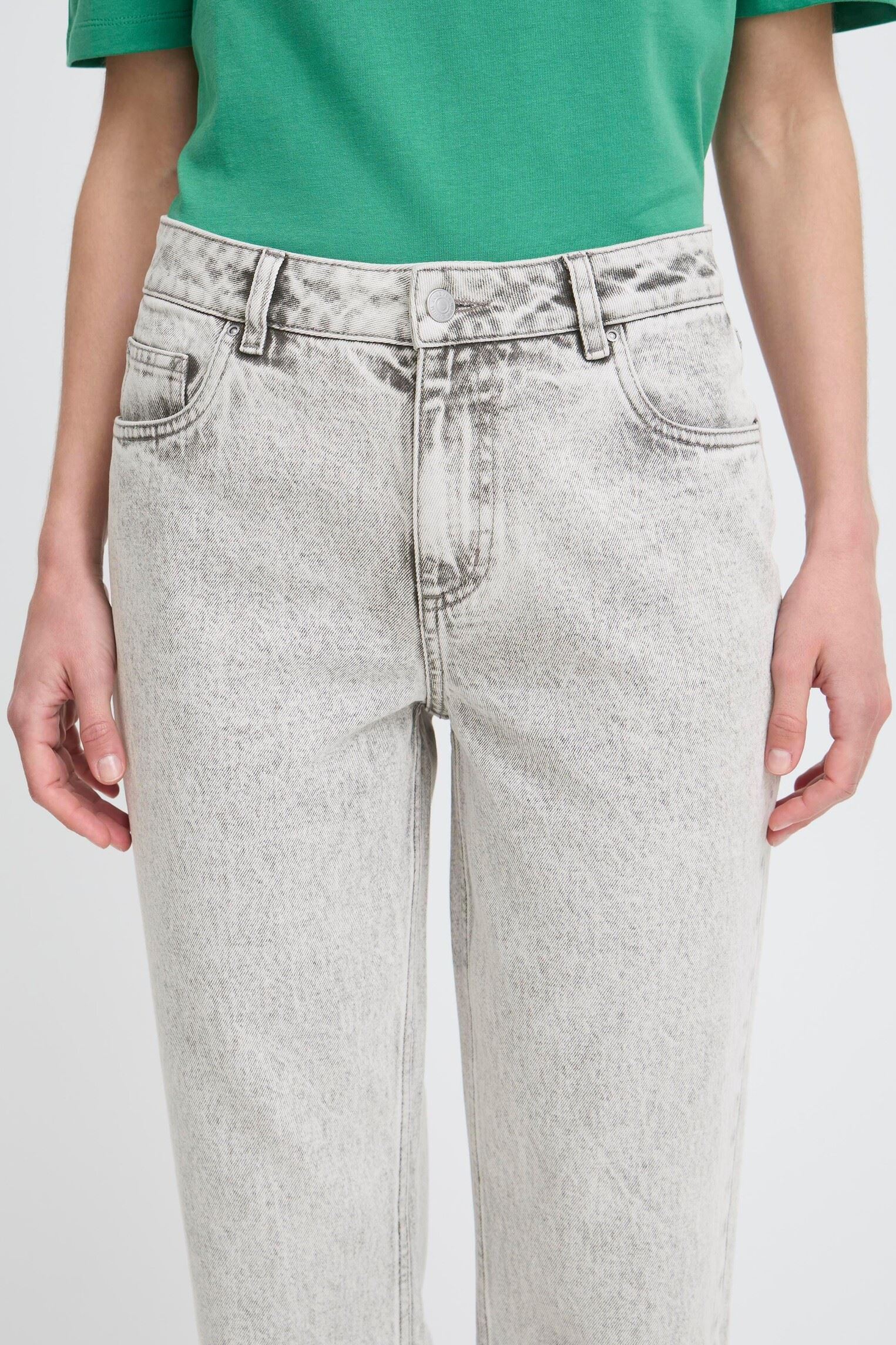 Rechte jeans / Straight Leg Jeans Bykeffini Jeans dames grijs B-Young Rechte jeans / Straight Leg Jeans Bykeffini Jeans dames grijs Light Grey Denim