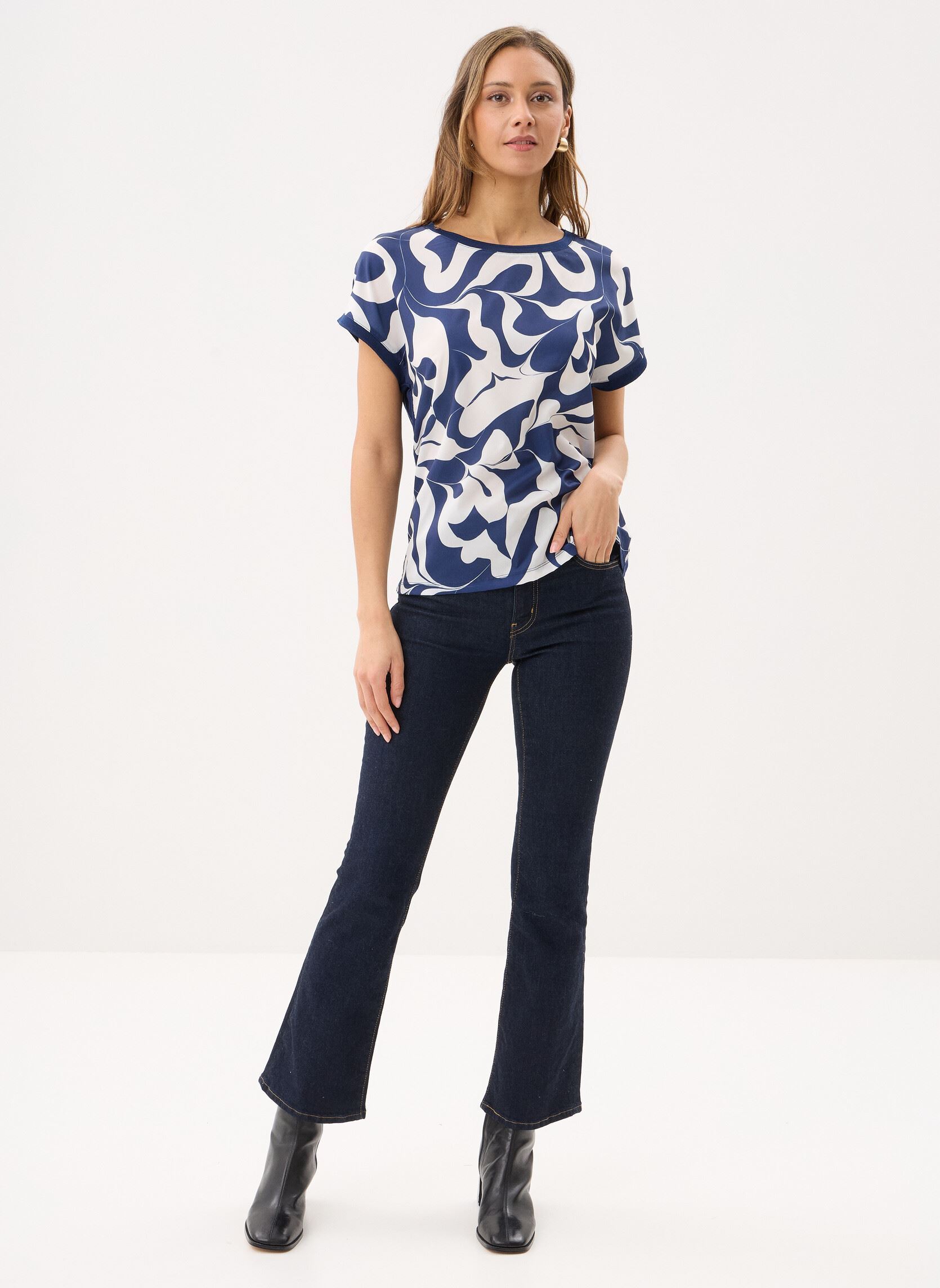Kurzarm-T-Shirts Bypanya Tee damen blau B-Young Kurzarm-T-Shirts Bypanya Tee damen blau Medieval Blue Swirls