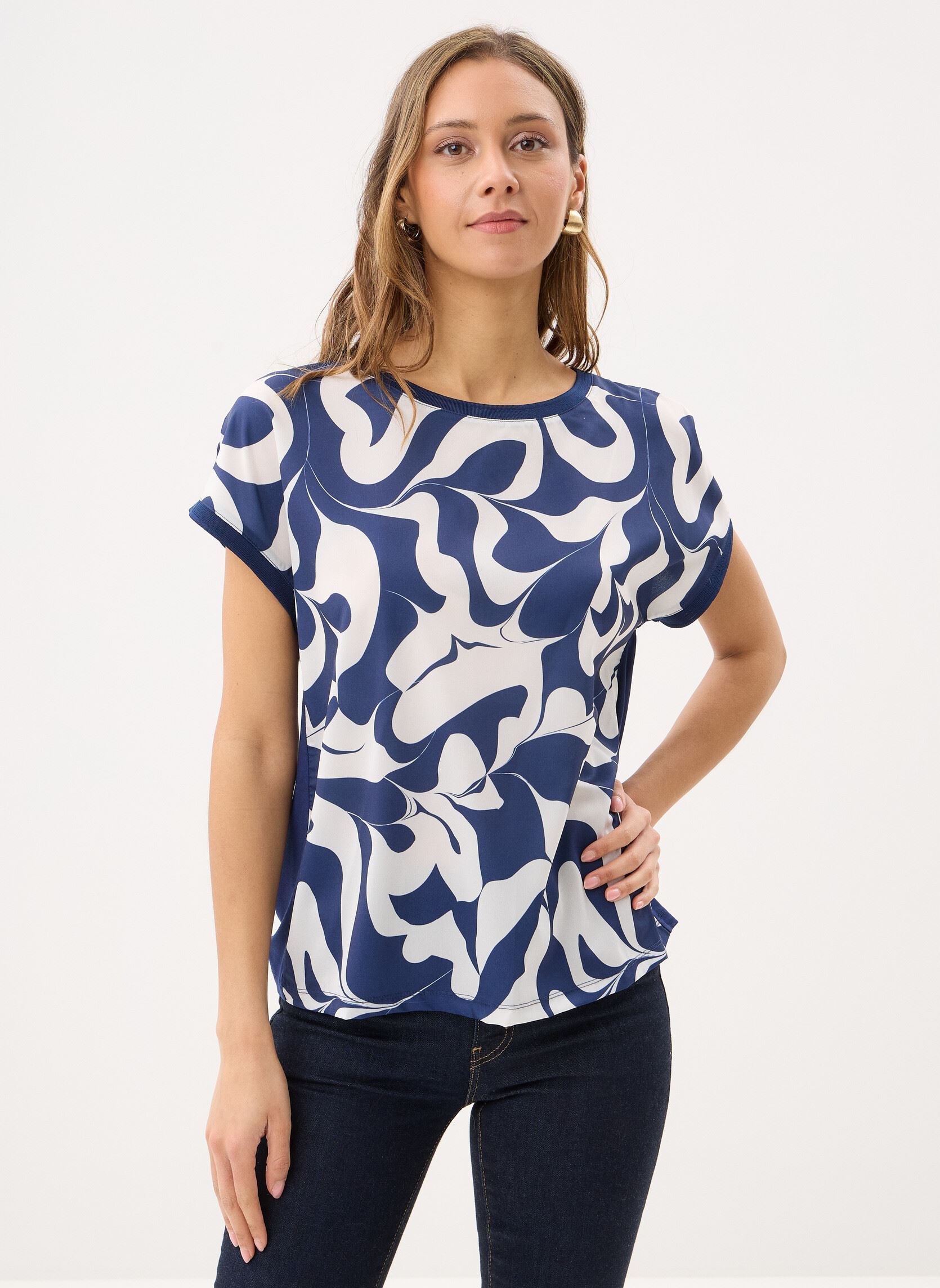 Kurzarm-T-Shirts Bypanya Tee damen blau B-Young Kurzarm-T-Shirts Bypanya Tee damen blau Medieval Blue Swirls