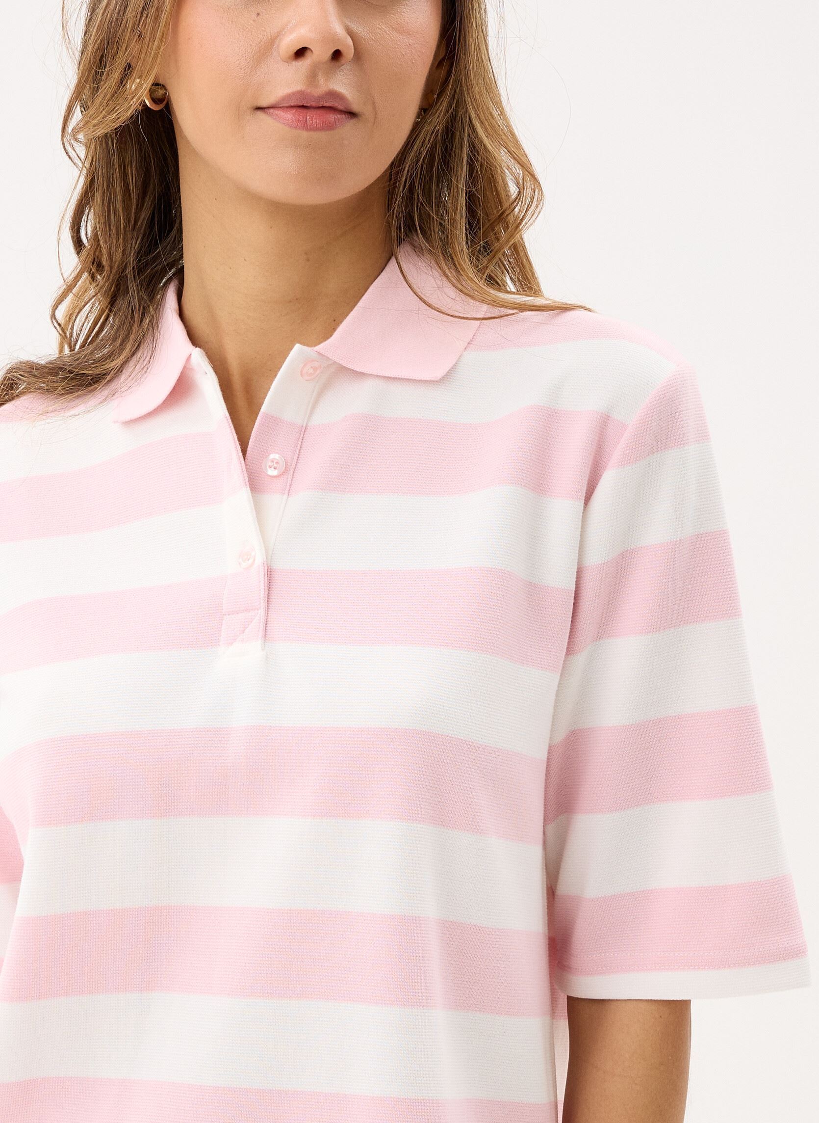 Polos manches courtes Bypelda Ss Polo femme rose B-Young Polos manches courtes Bypelda Ss Polo femme rose Parfait Pink Stripe
