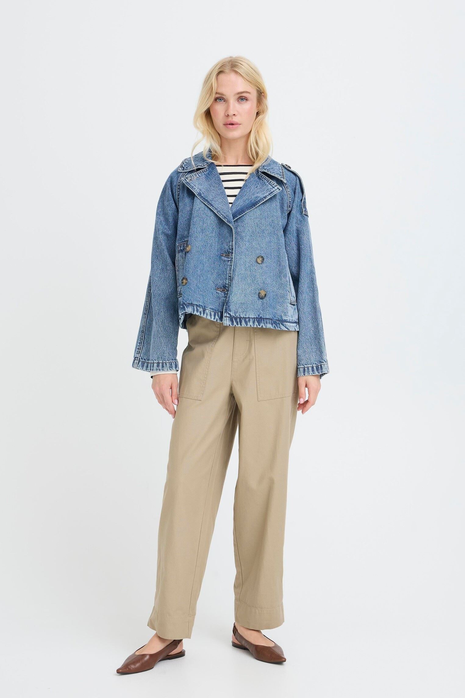 Jeansjacken Bycitan Trench Coat damen blau B-Young Jeansjacken Bycitan Trench Coat damen blau Mid Blue Denim