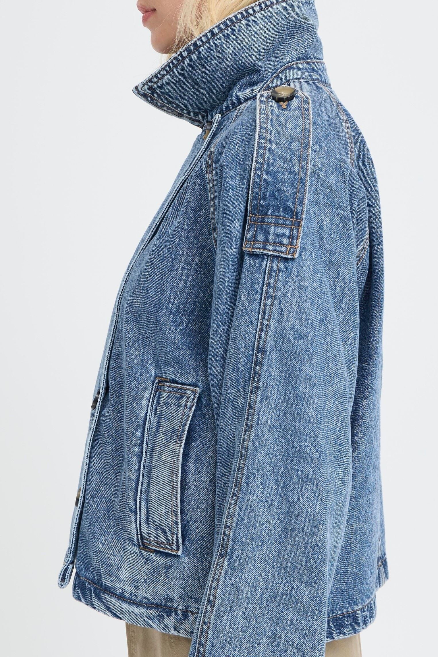 Jeansjacken Bycitan Trench Coat damen blau B-Young Jeansjacken Bycitan Trench Coat damen blau Mid Blue Denim
